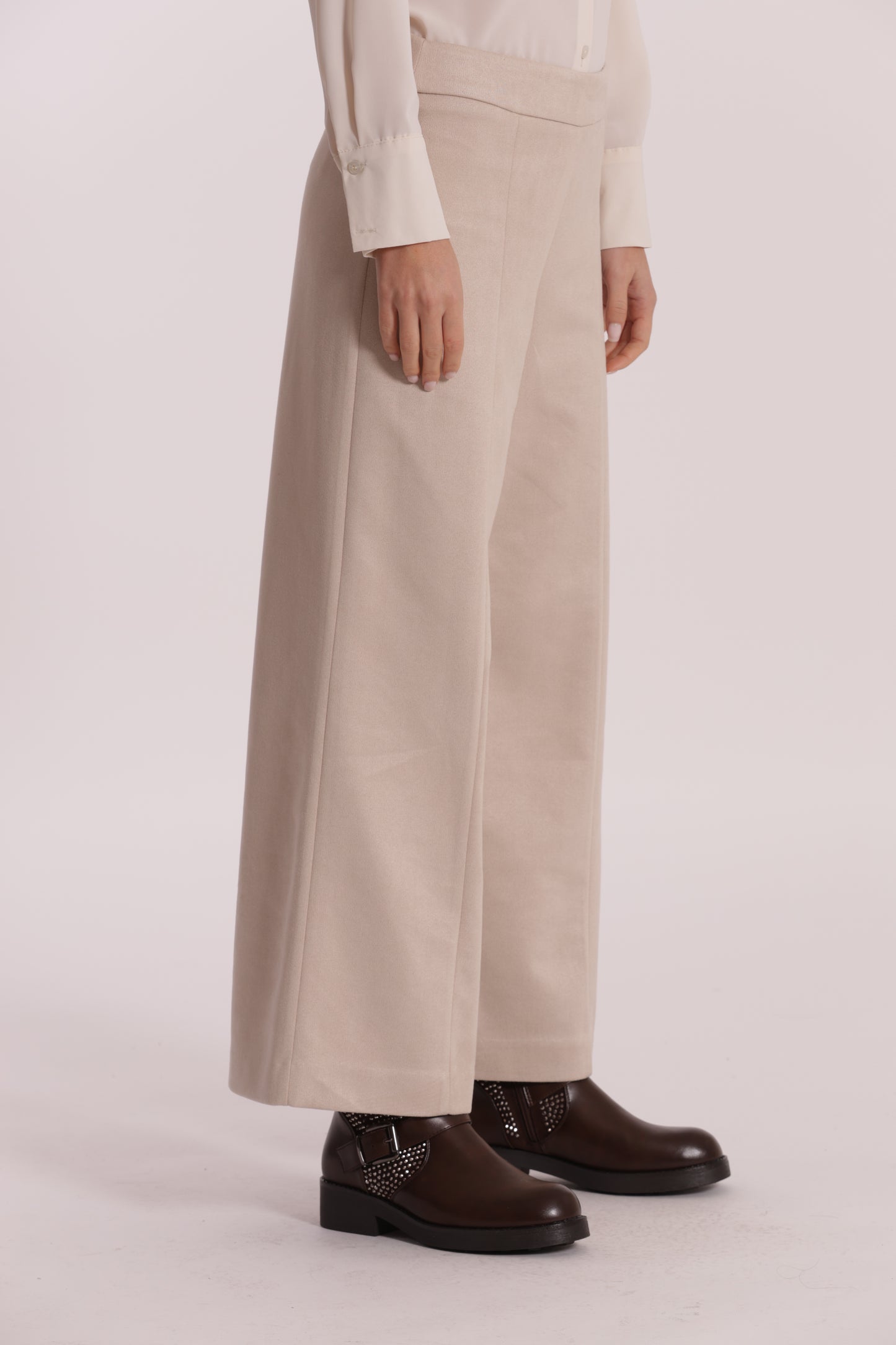 PANTALONE CROPPED EFFETTO CAMOSCIO