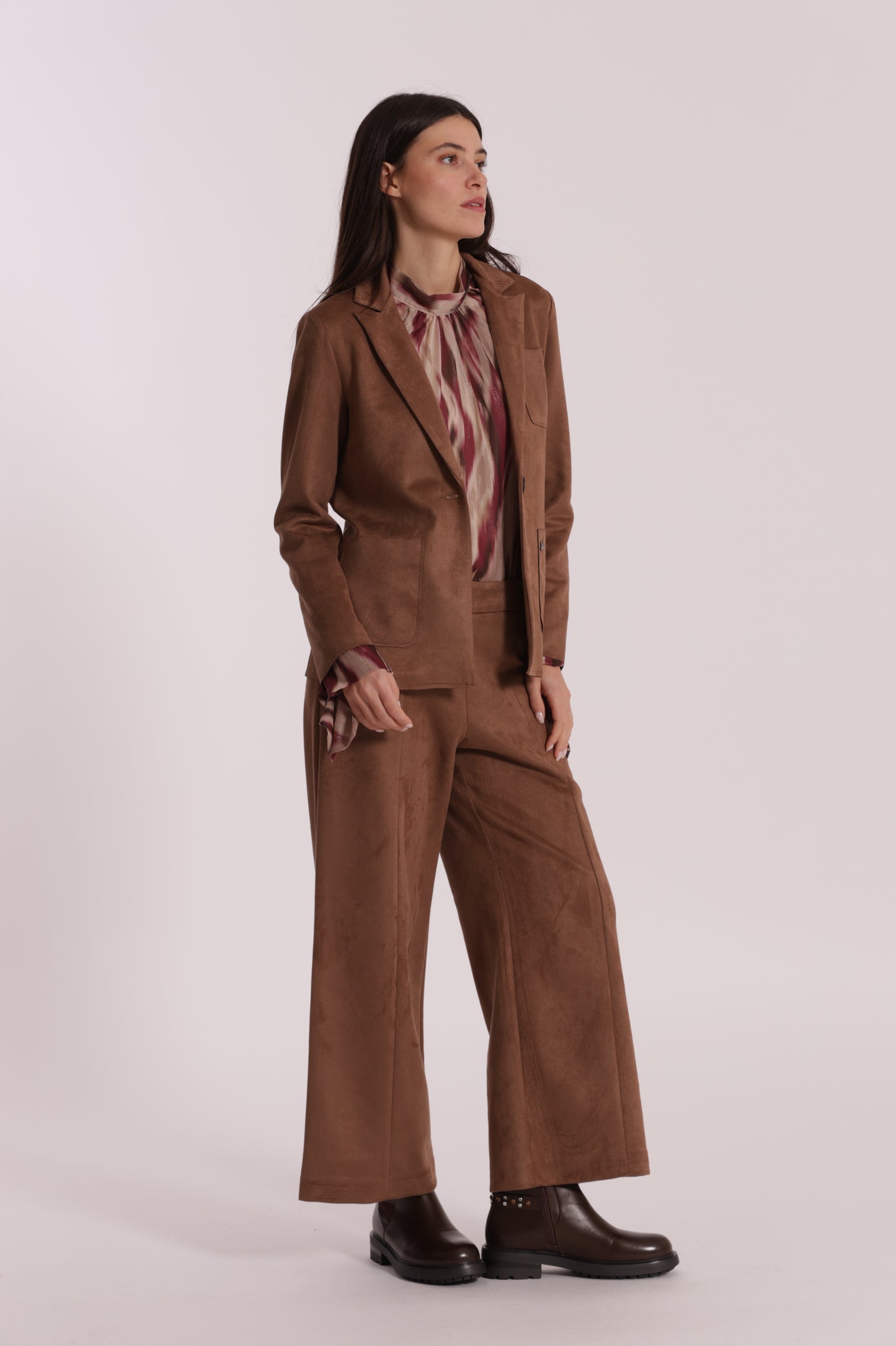 PANTALONE CROPPED EFFETTO CAMOSCIO