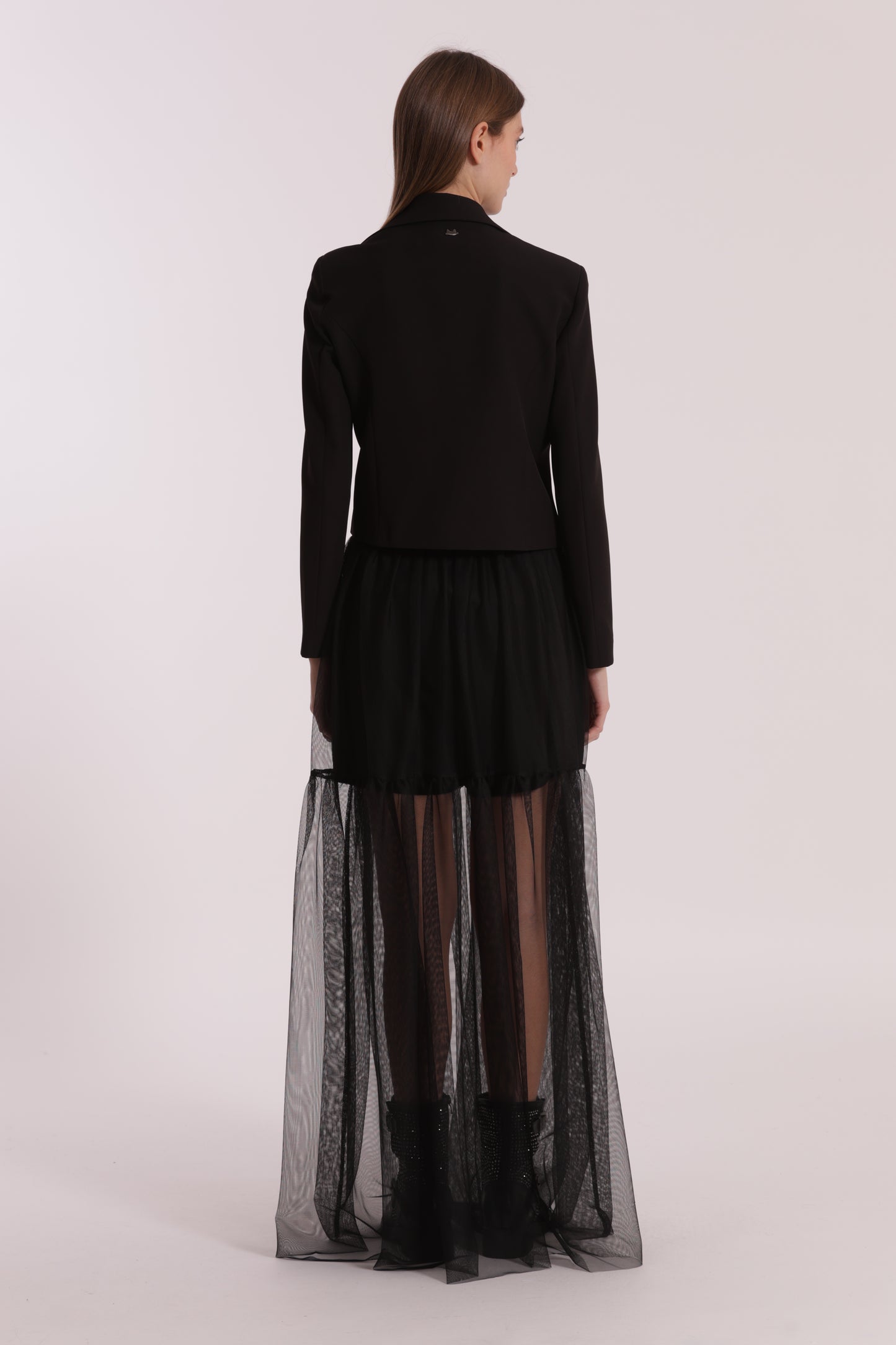 GIACCA CROPPED SENZA BOTTONI IN TESSUTO TECNICO
