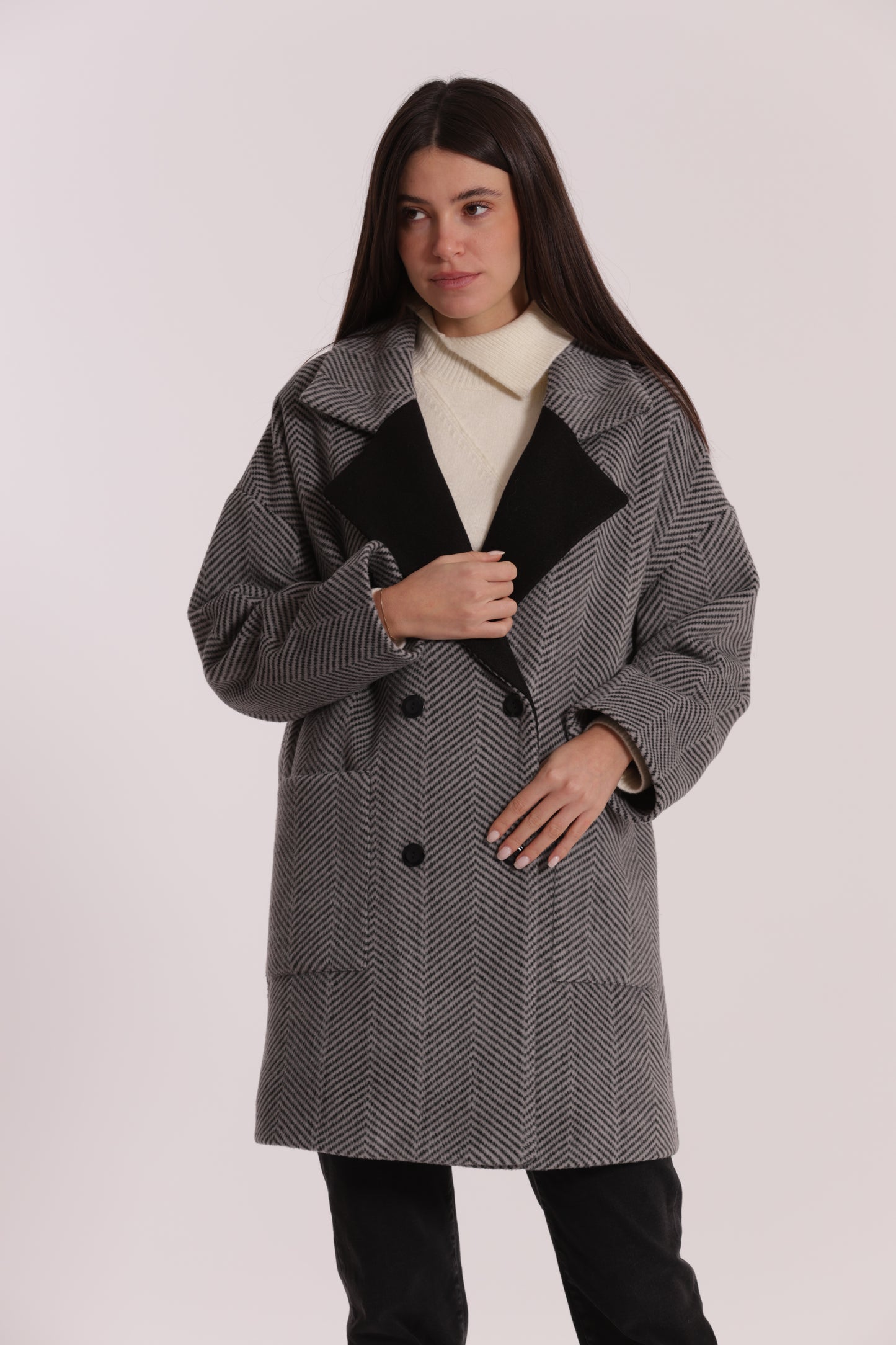 CAPPOTTO OVER TESSUTO SPIGATO