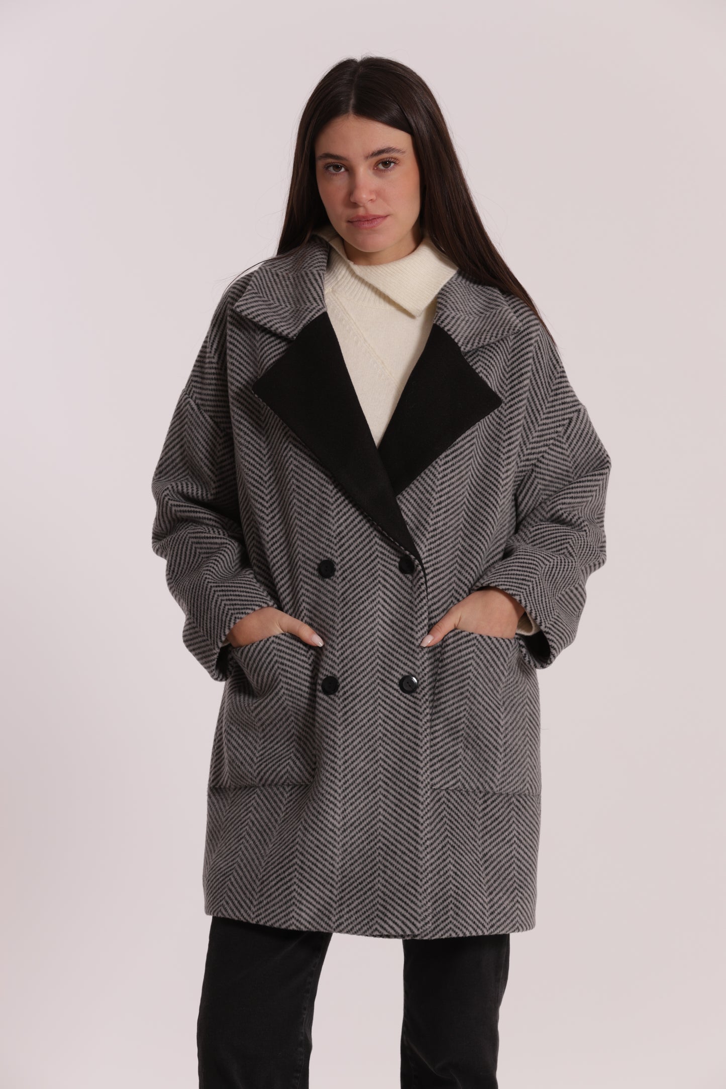 CAPPOTTO OVER TESSUTO SPIGATO