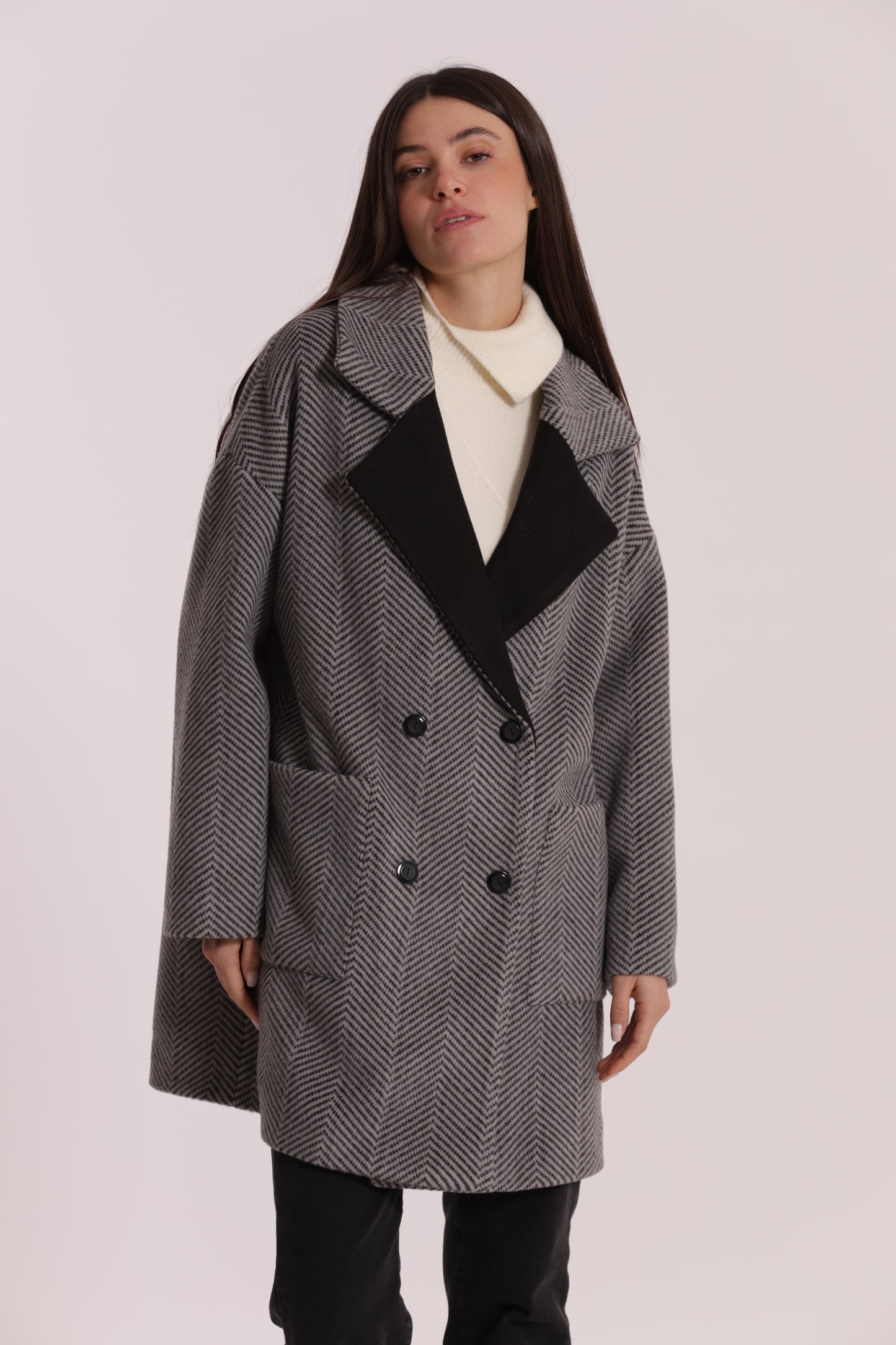 CAPPOTTO OVER TESSUTO SPIGATO