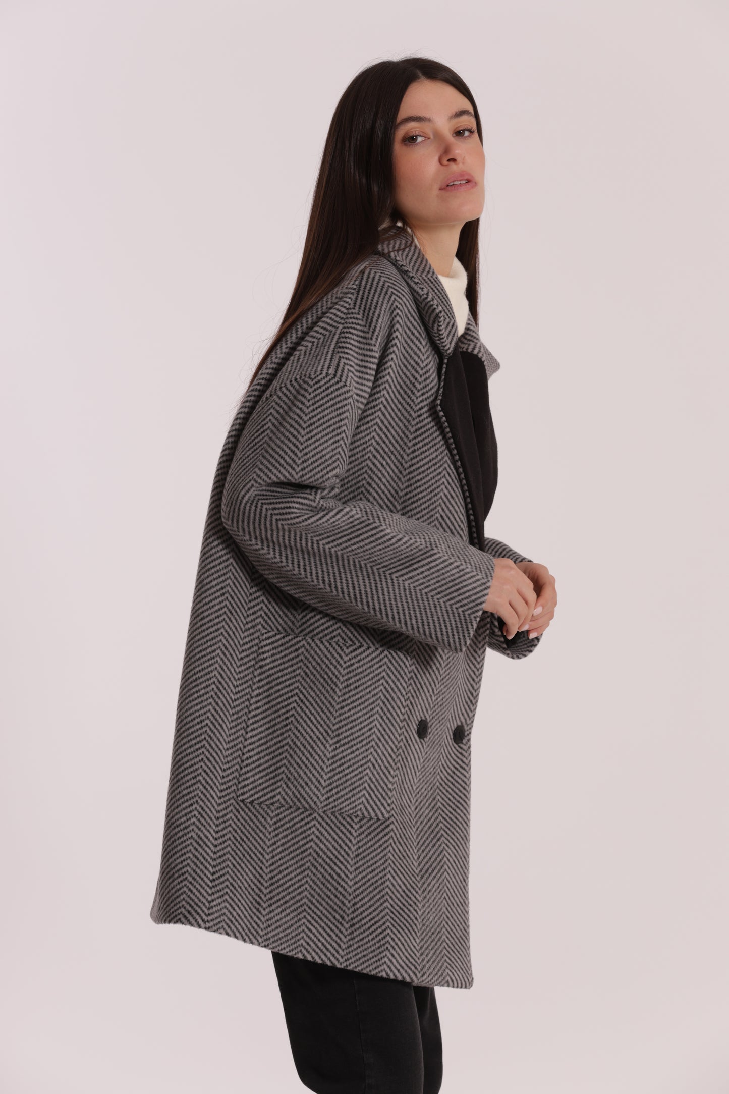CAPPOTTO OVER TESSUTO SPIGATO