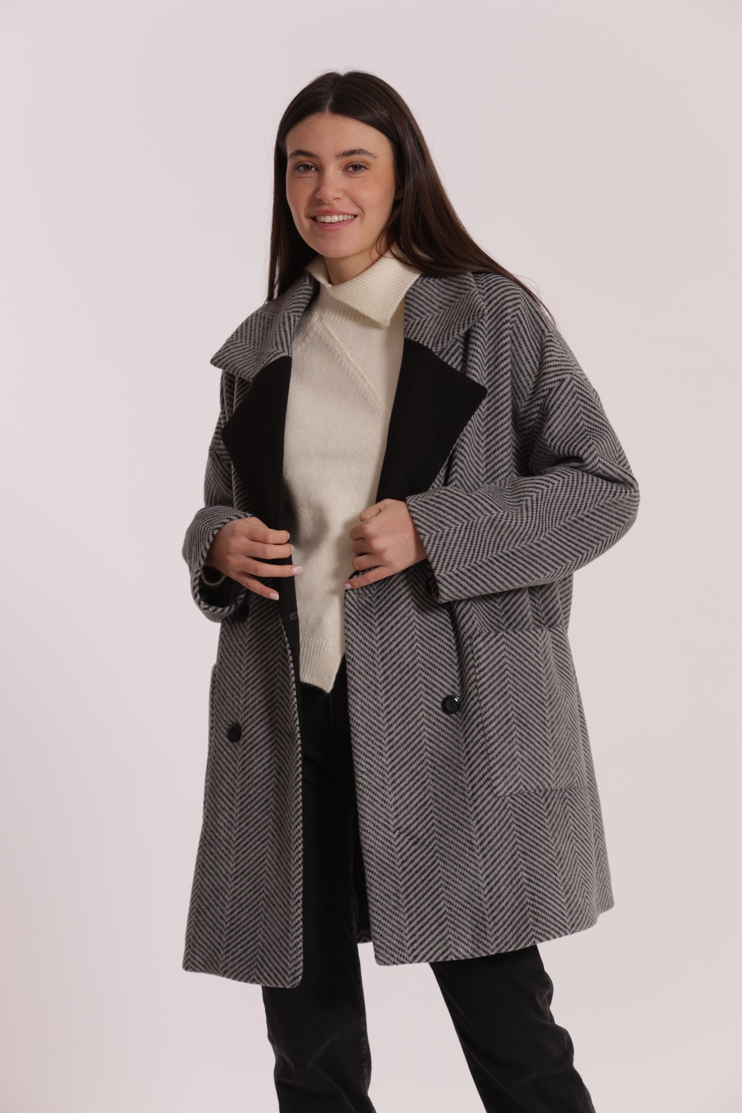 CAPPOTTO OVER TESSUTO SPIGATO