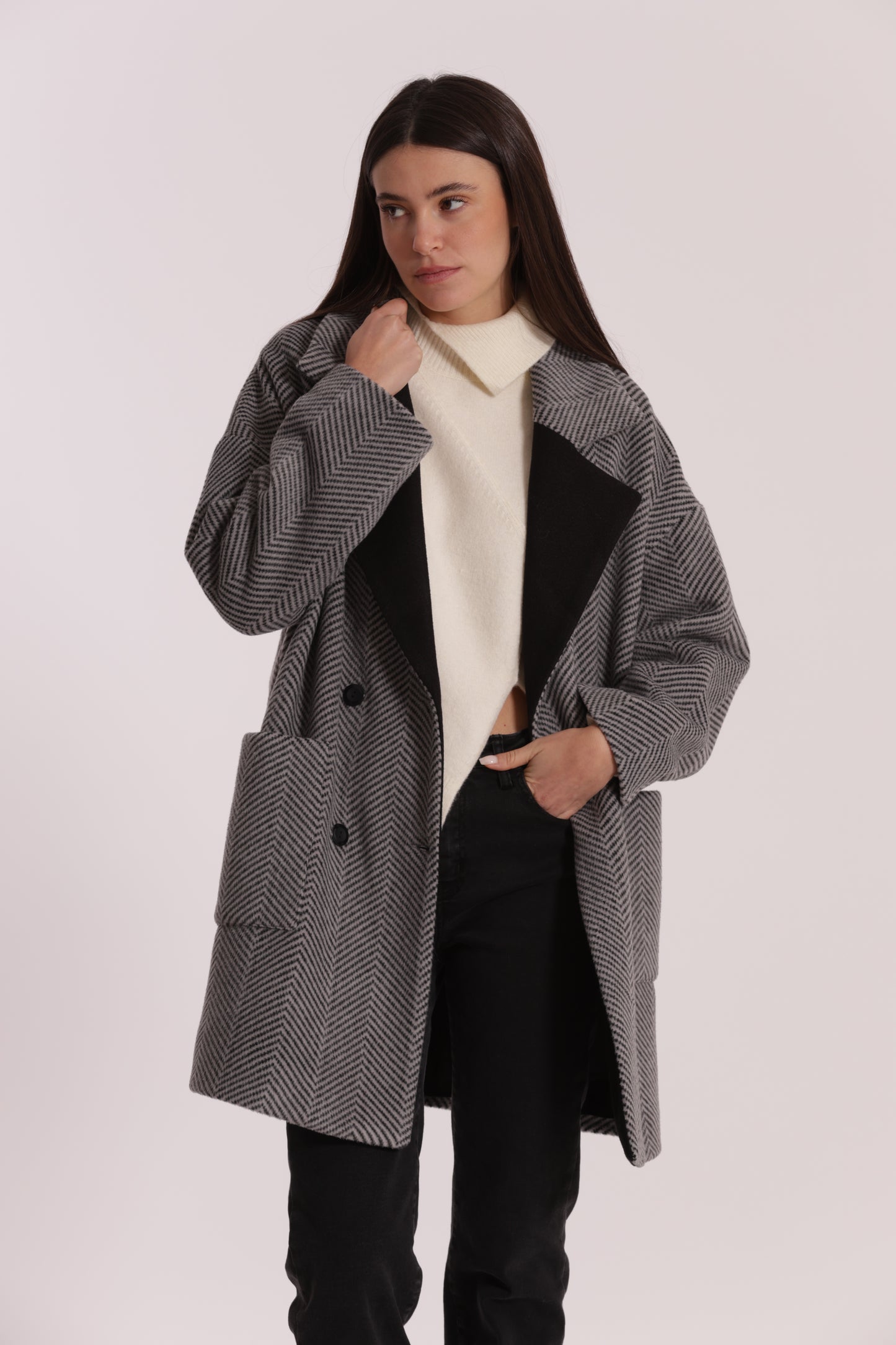 CAPPOTTO OVER TESSUTO SPIGATO