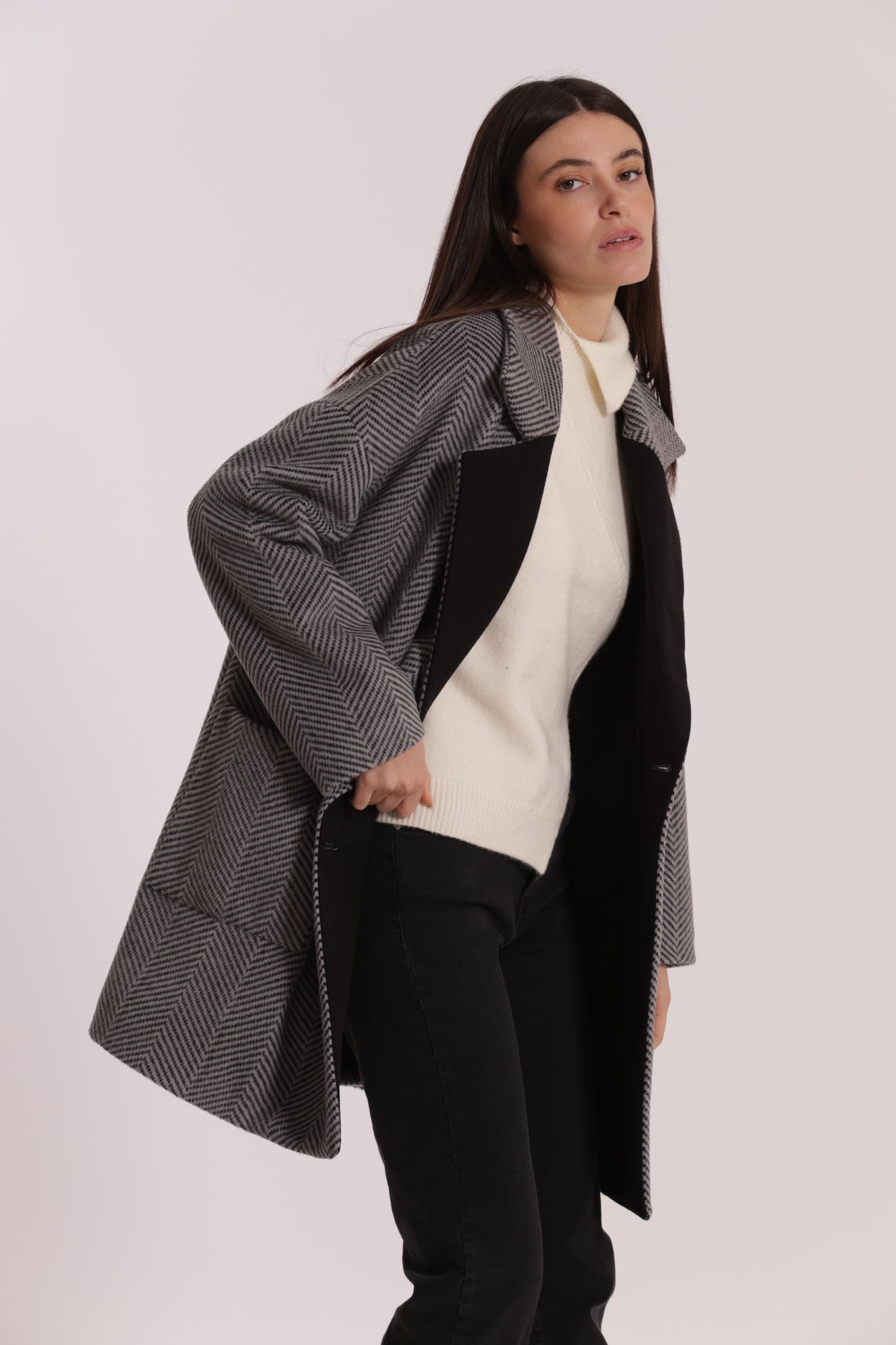 CAPPOTTO OVER TESSUTO SPIGATO