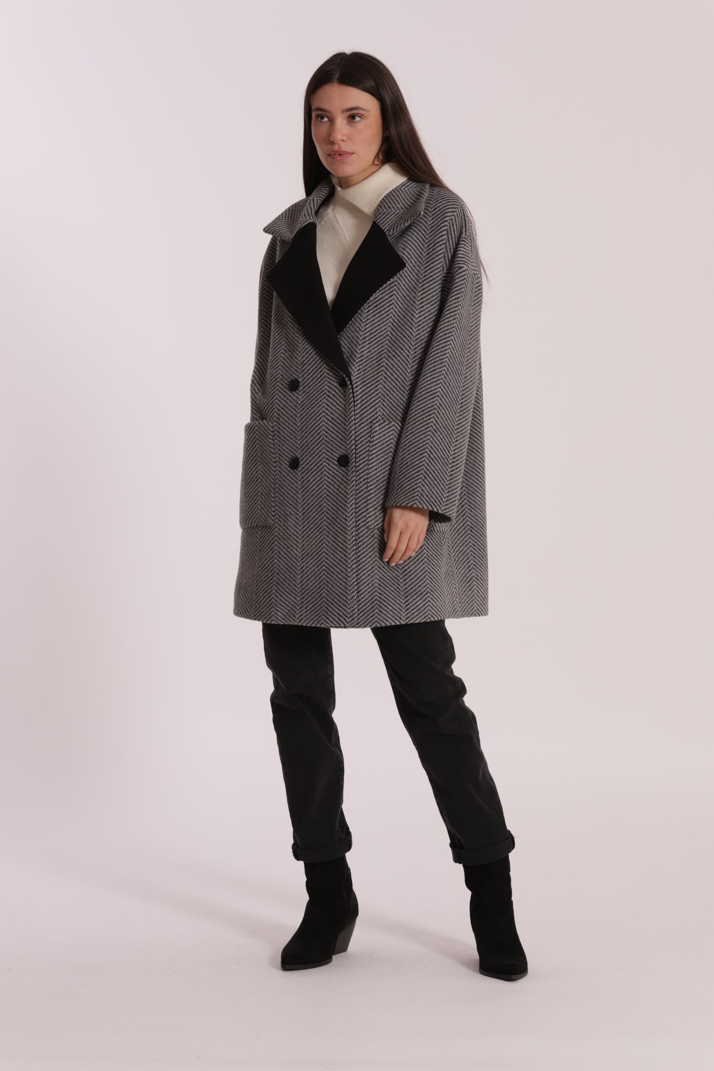 CAPPOTTO OVER TESSUTO SPIGATO