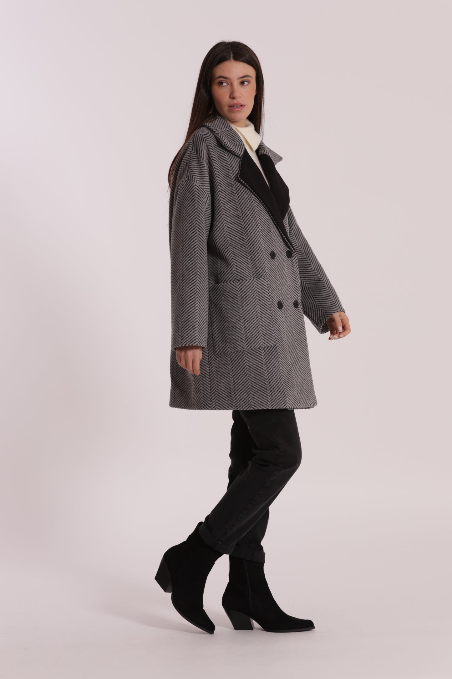 CAPPOTTO OVER TESSUTO SPIGATO