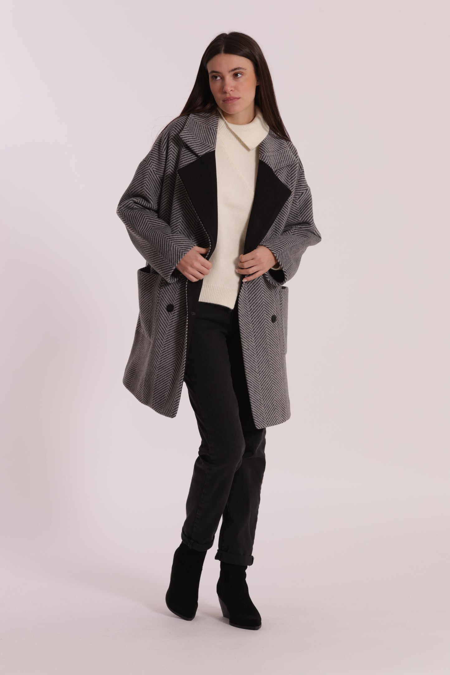 CAPPOTTO OVER TESSUTO SPIGATO