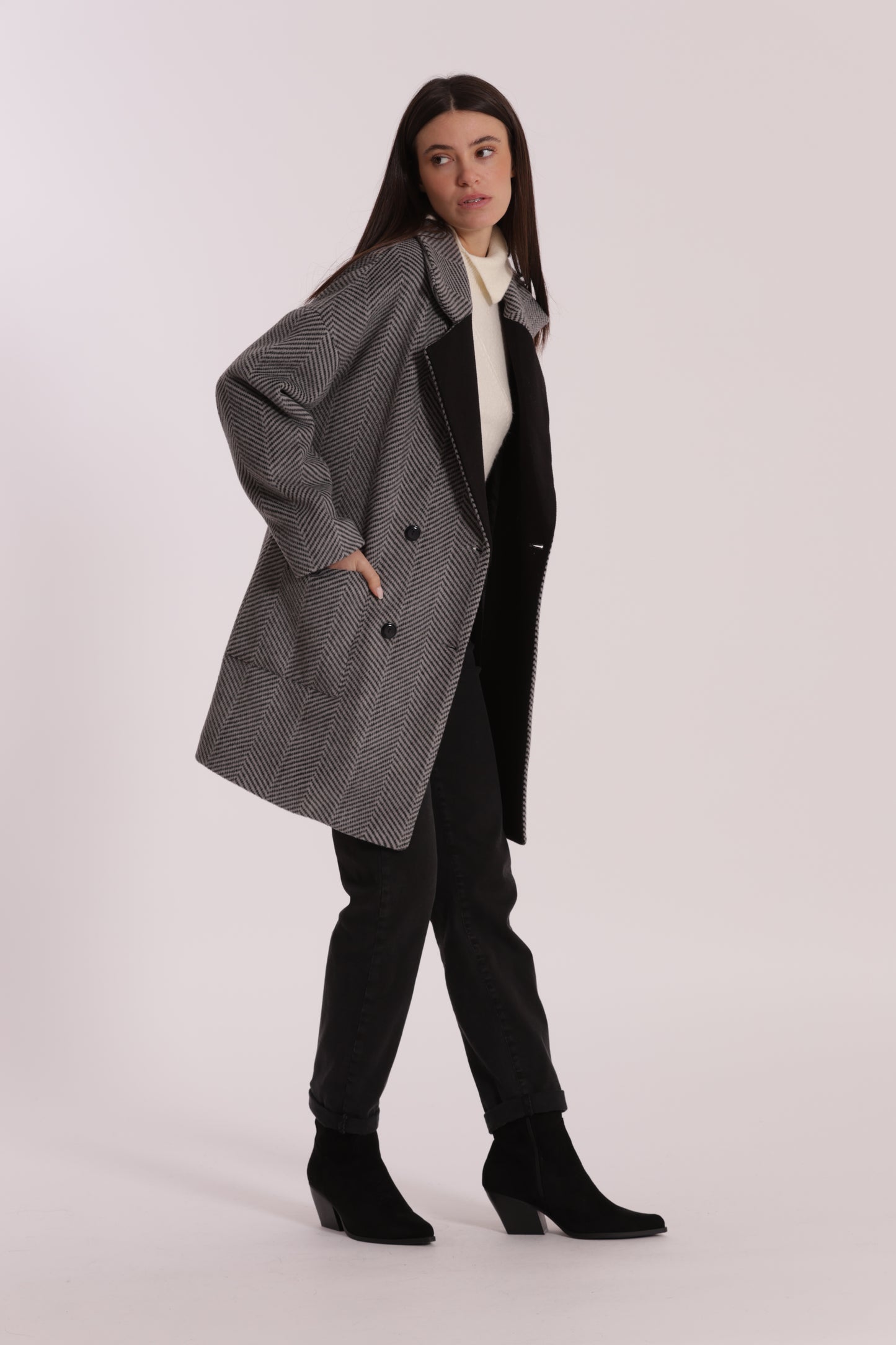 CAPPOTTO OVER TESSUTO SPIGATO