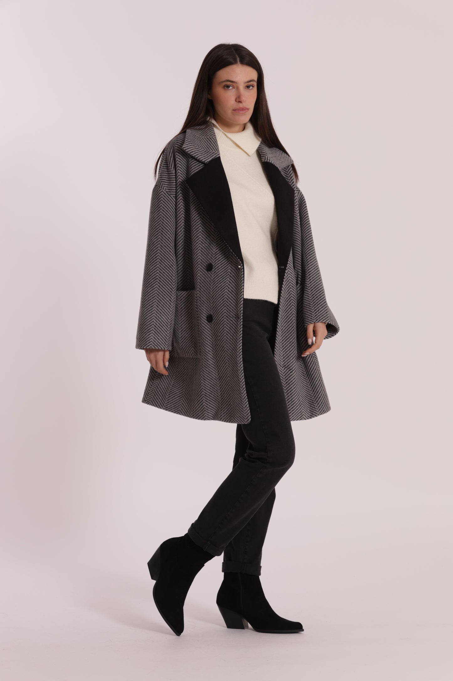 CAPPOTTO OVER TESSUTO SPIGATO
