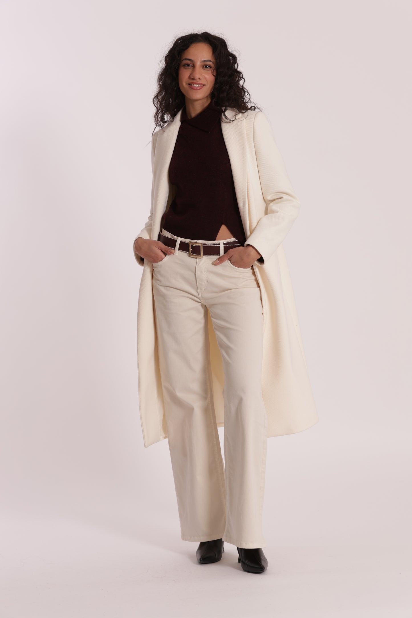 CAPPOTTO LUNGO TESSUTO DIAGONALE