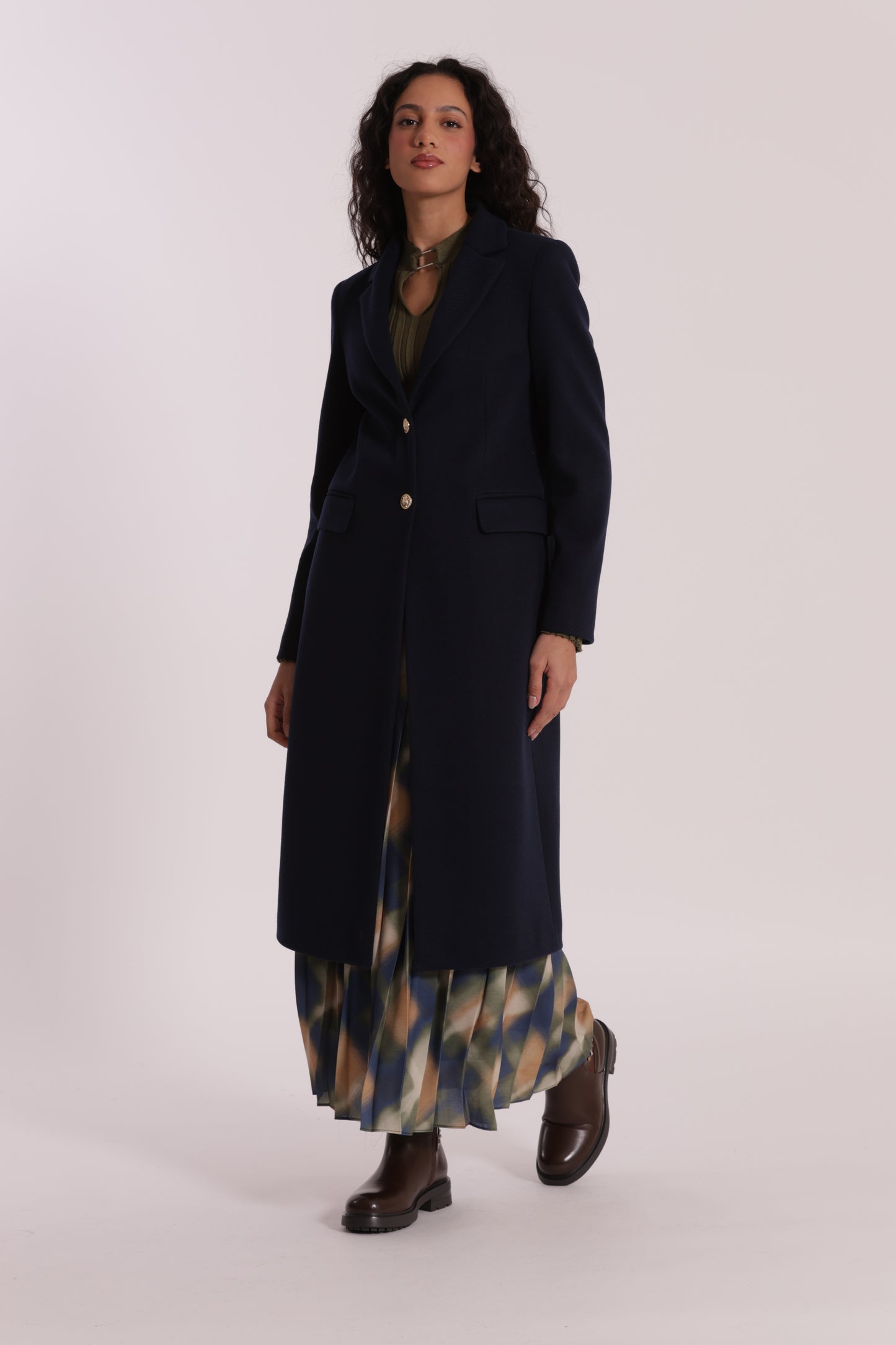 CAPPOTTO LUNGO TESSUTO DIAGONALE