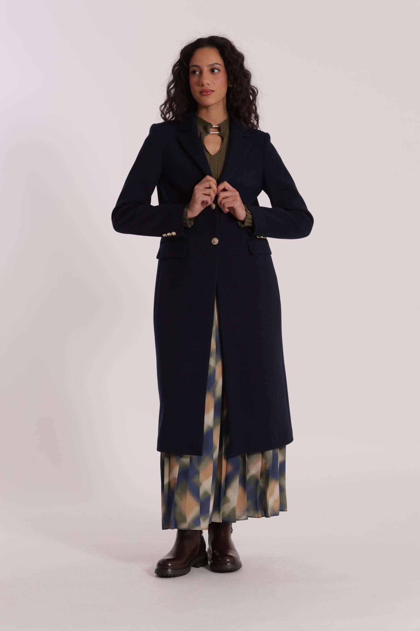 CAPPOTTO LUNGO TESSUTO DIAGONALE