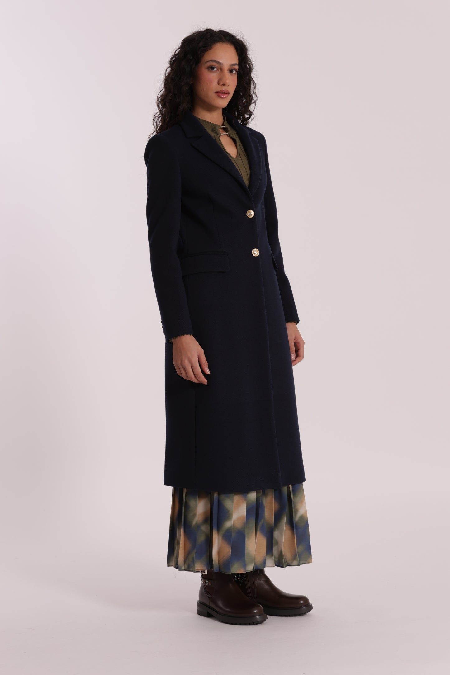 CAPPOTTO LUNGO TESSUTO DIAGONALE