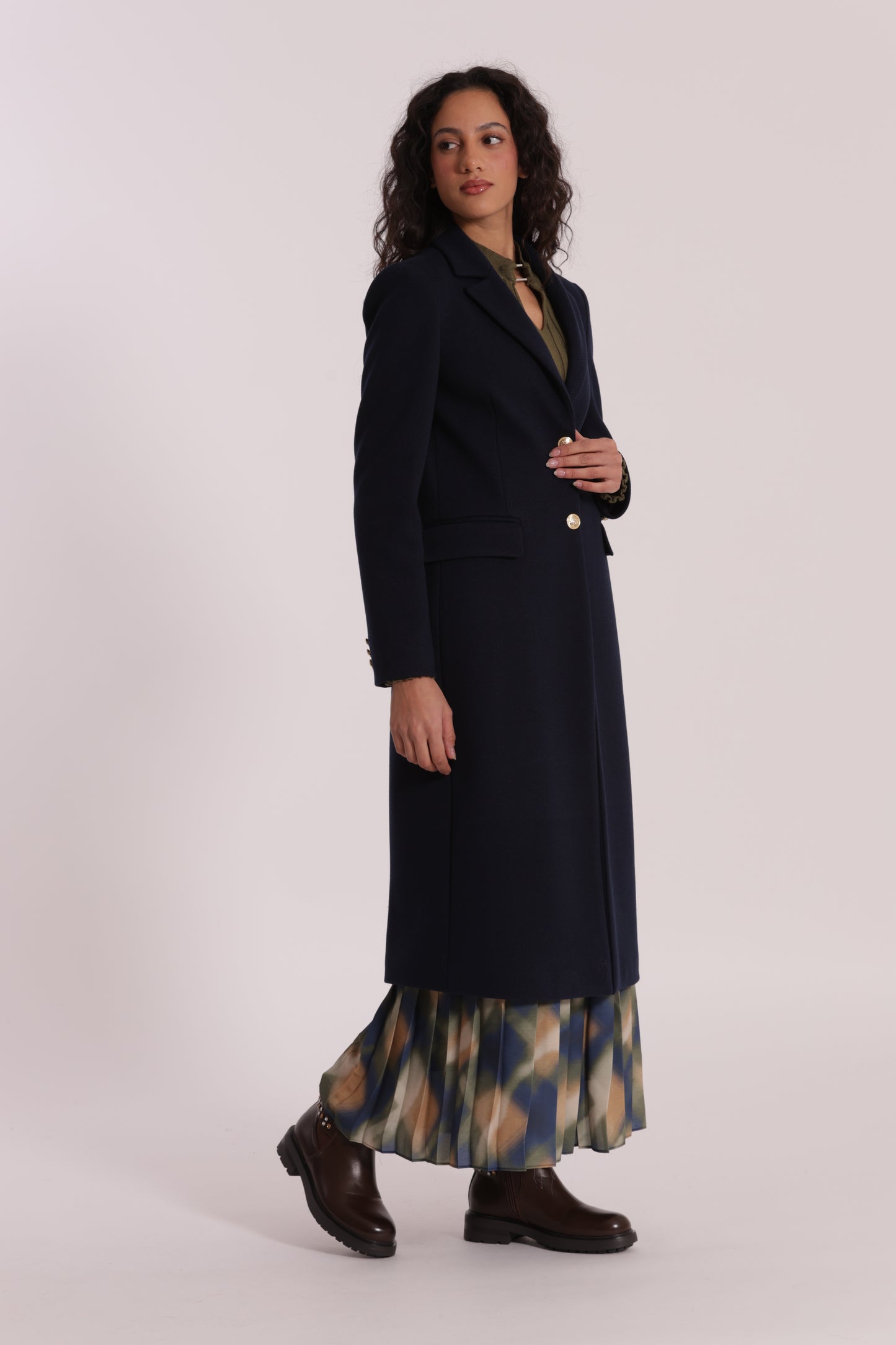 CAPPOTTO LUNGO TESSUTO DIAGONALE