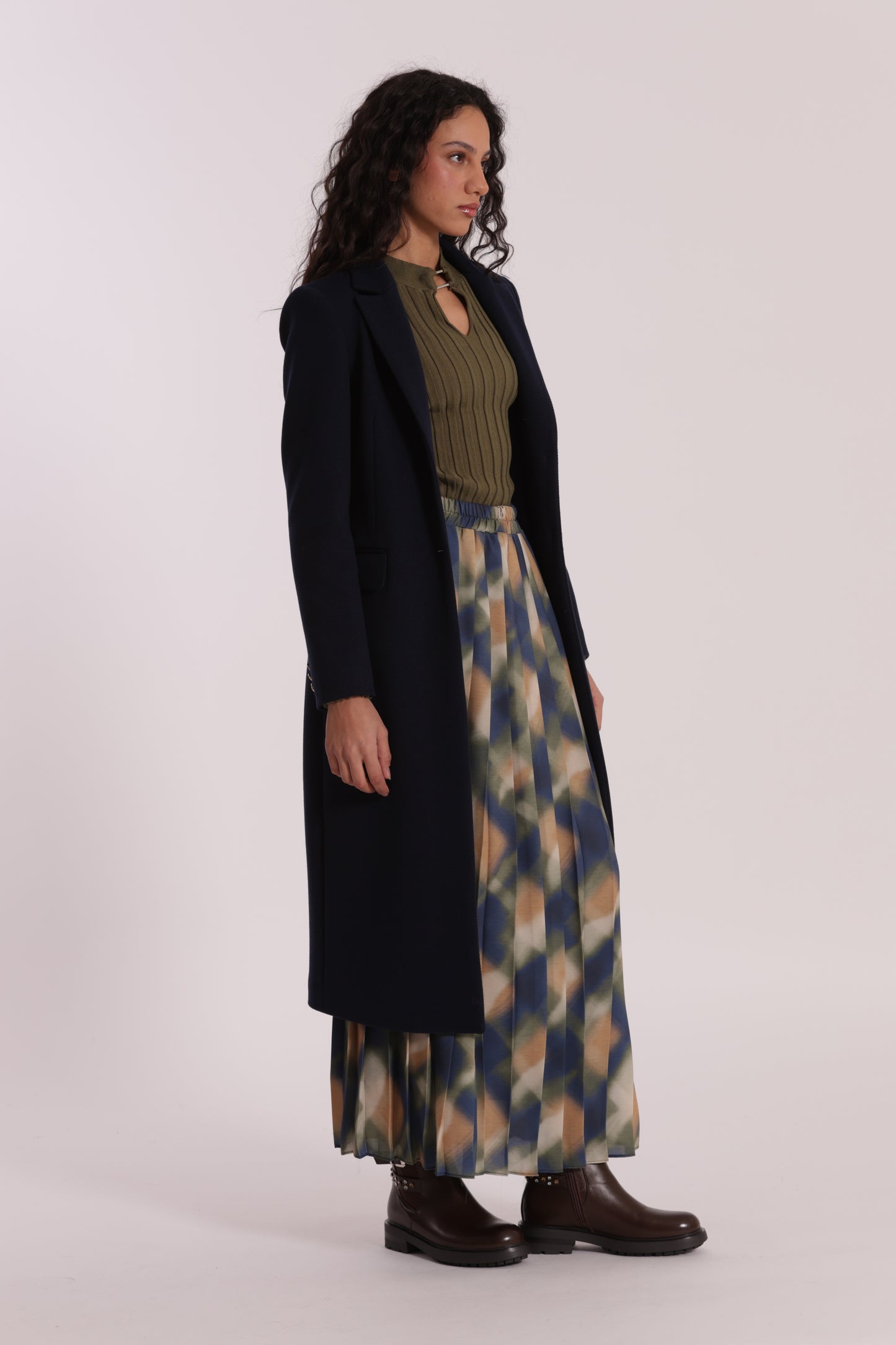 CAPPOTTO LUNGO TESSUTO DIAGONALE