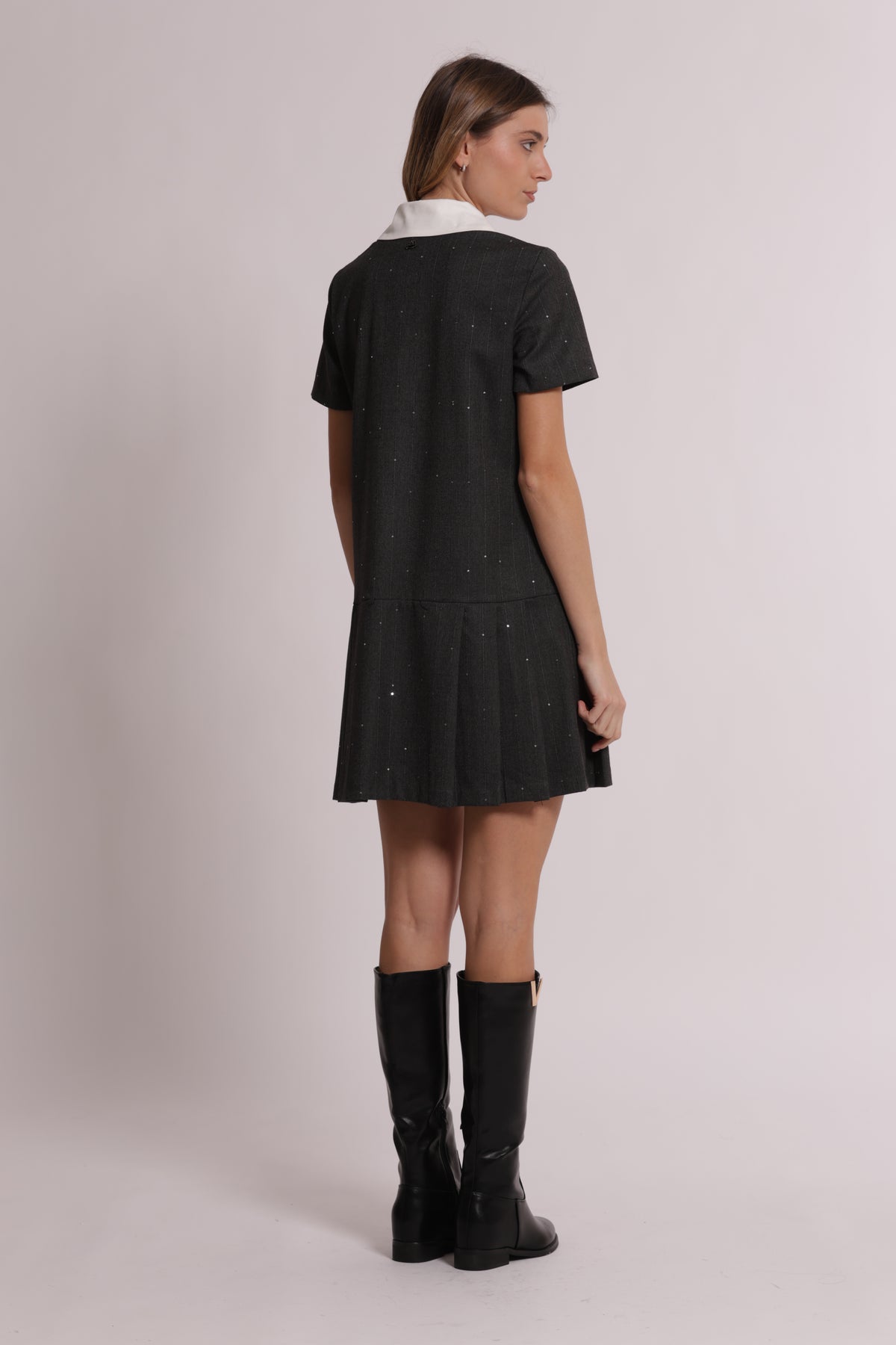 ABITO CORTO IN GESSATO CON PAILLETTES