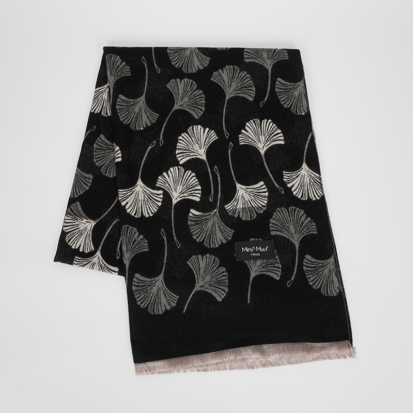 SCIARPA CON FOGLIE GINKGO