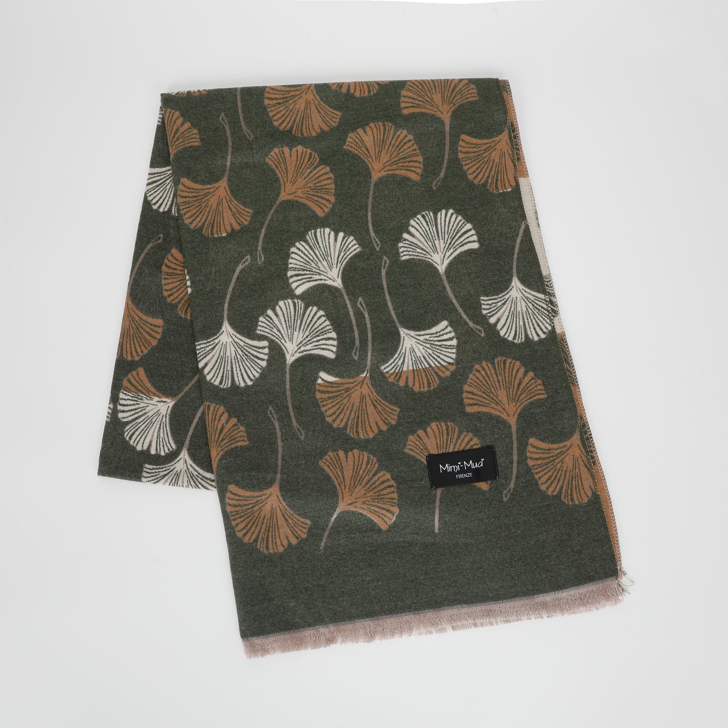 SCIARPA CON FOGLIE GINKGO