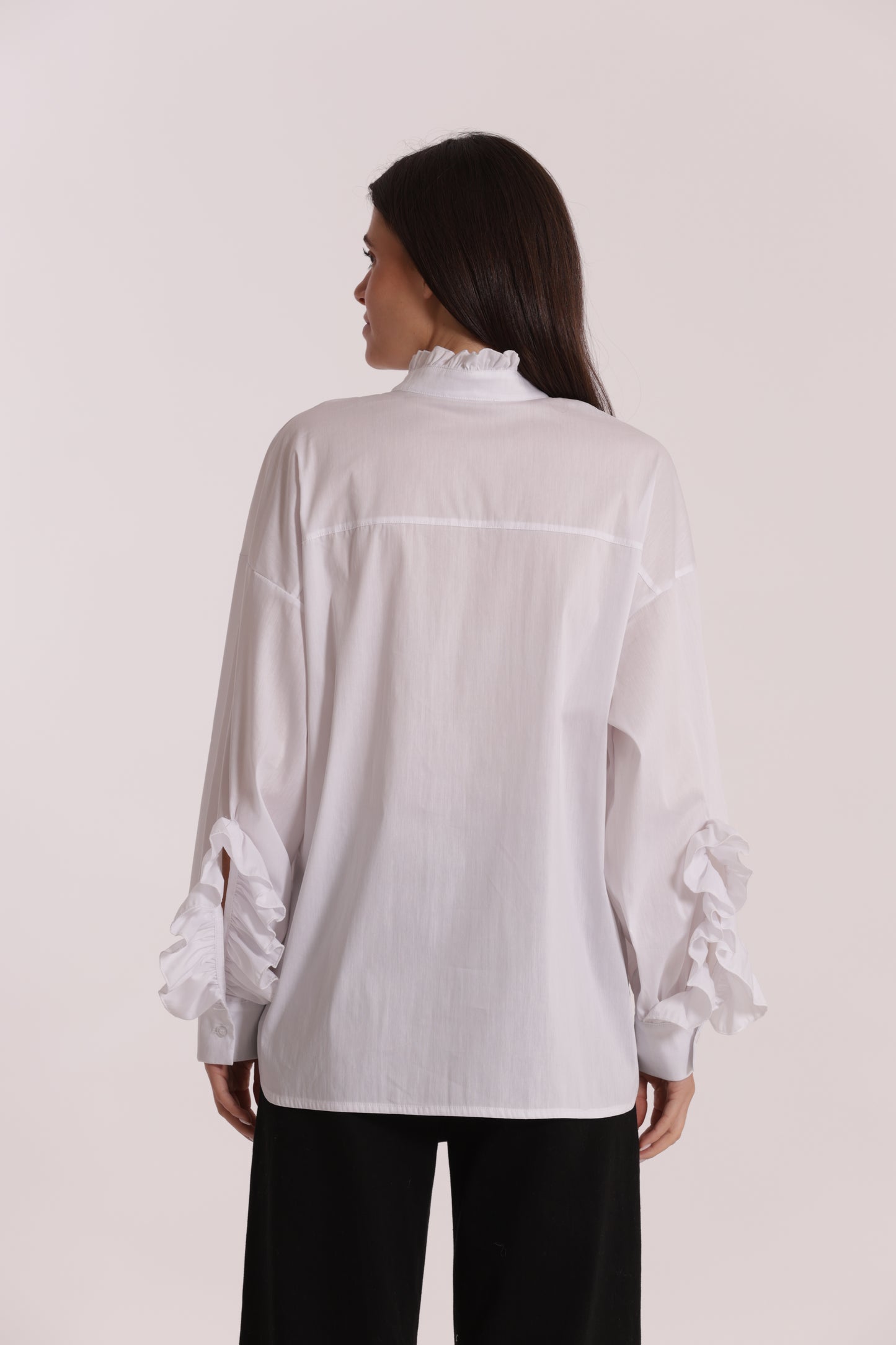 BLUSA DI COTONE CON DETTAGLI ROUCHES