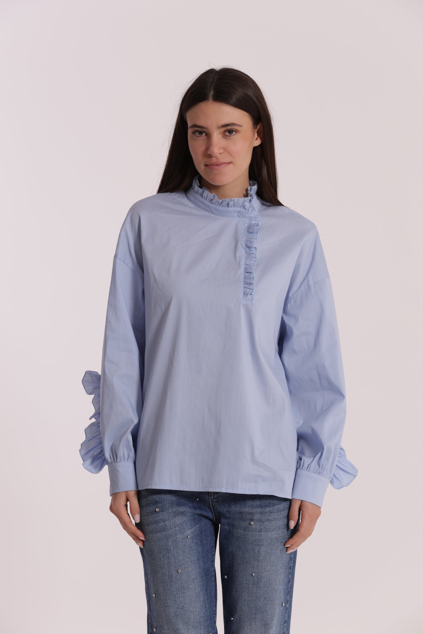 BLUSA DI COTONE CON DETTAGLI ROUCHES