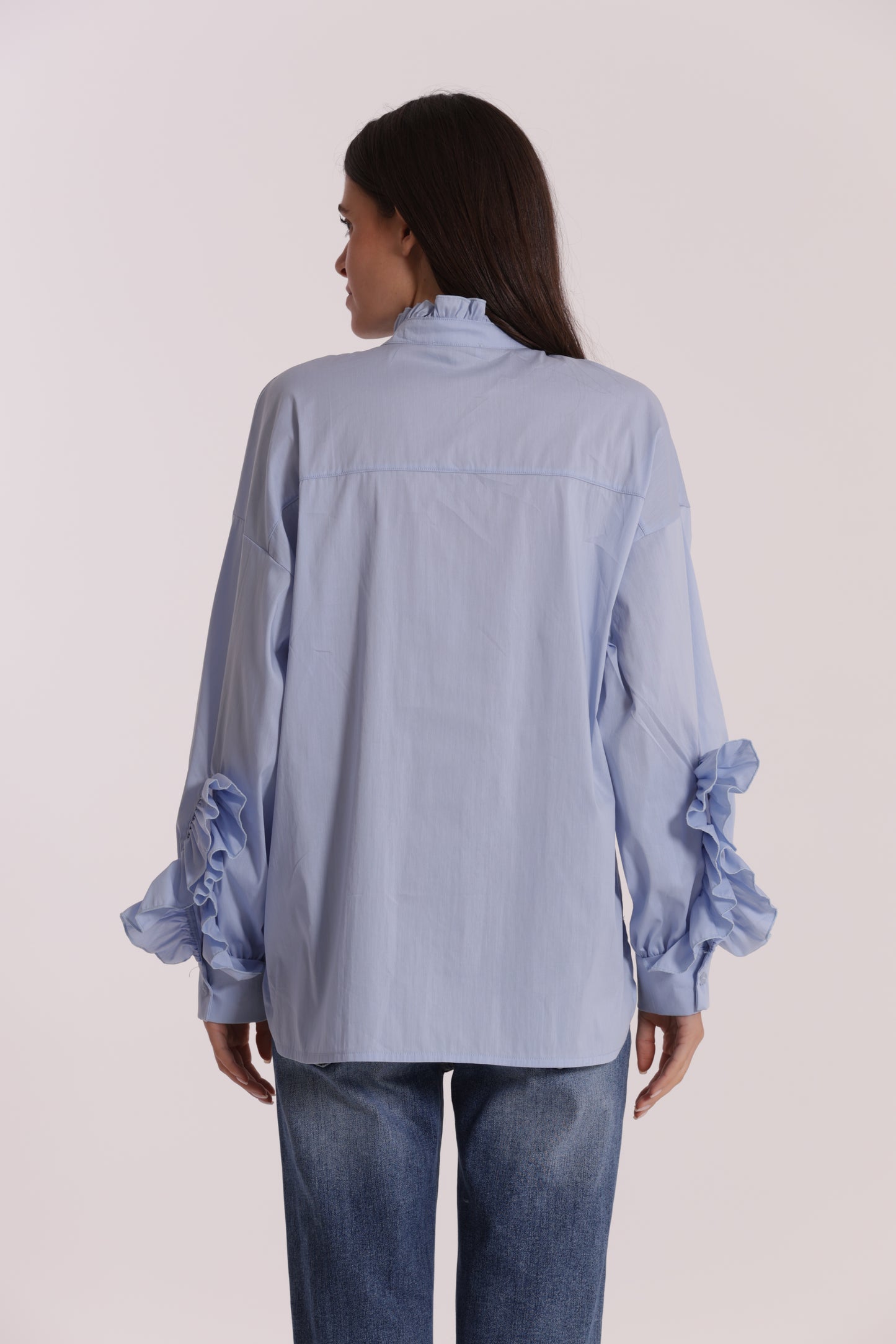 BLUSA DI COTONE CON DETTAGLI ROUCHES
