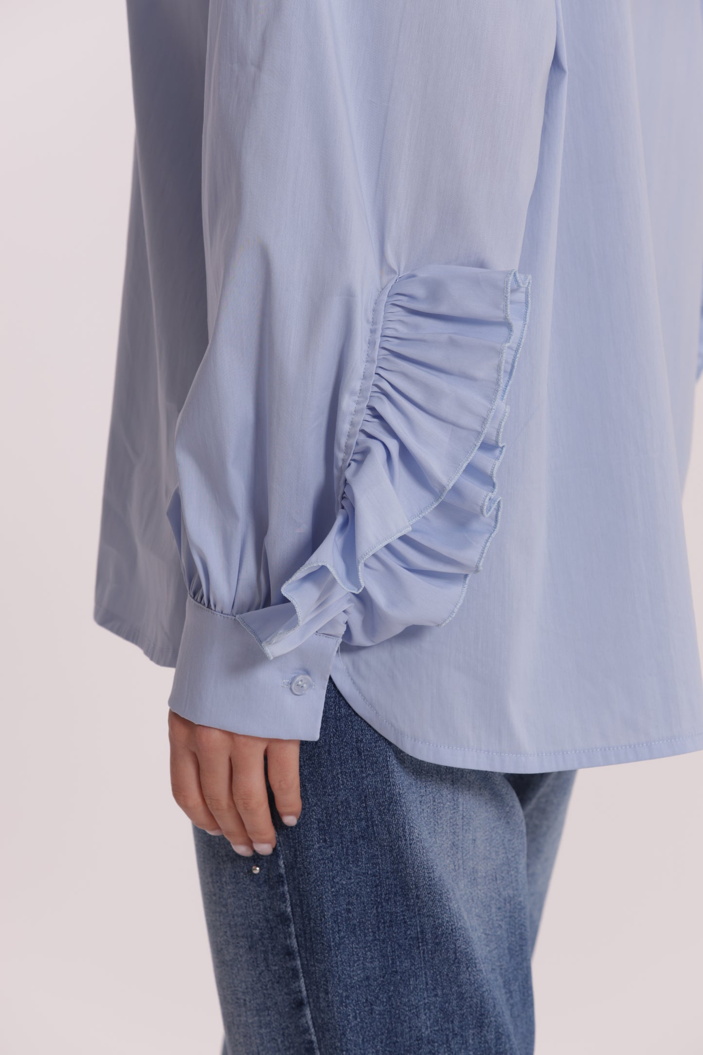 BLUSA DI COTONE CON DETTAGLI ROUCHES