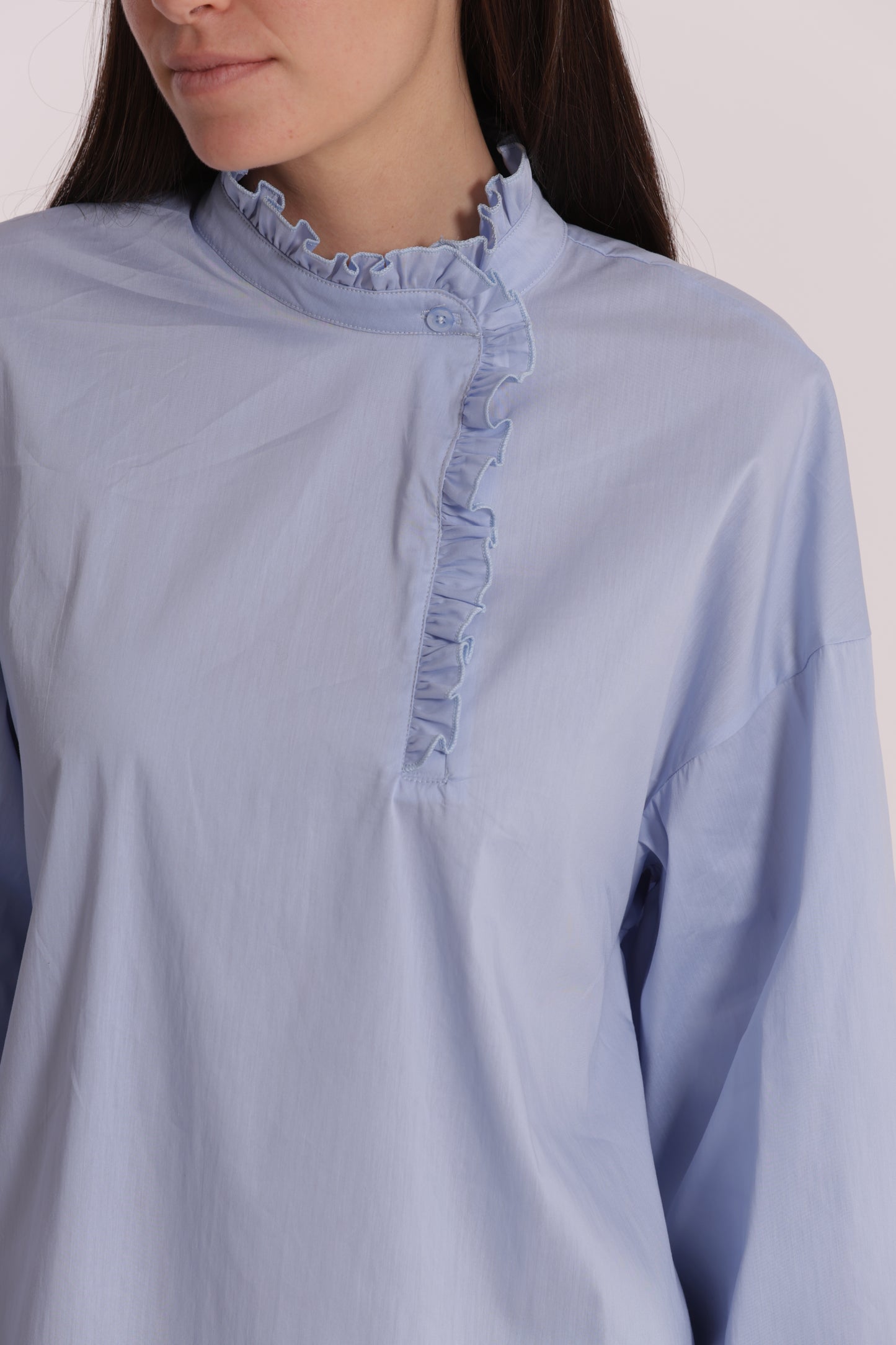 BLUSA DI COTONE CON DETTAGLI ROUCHES