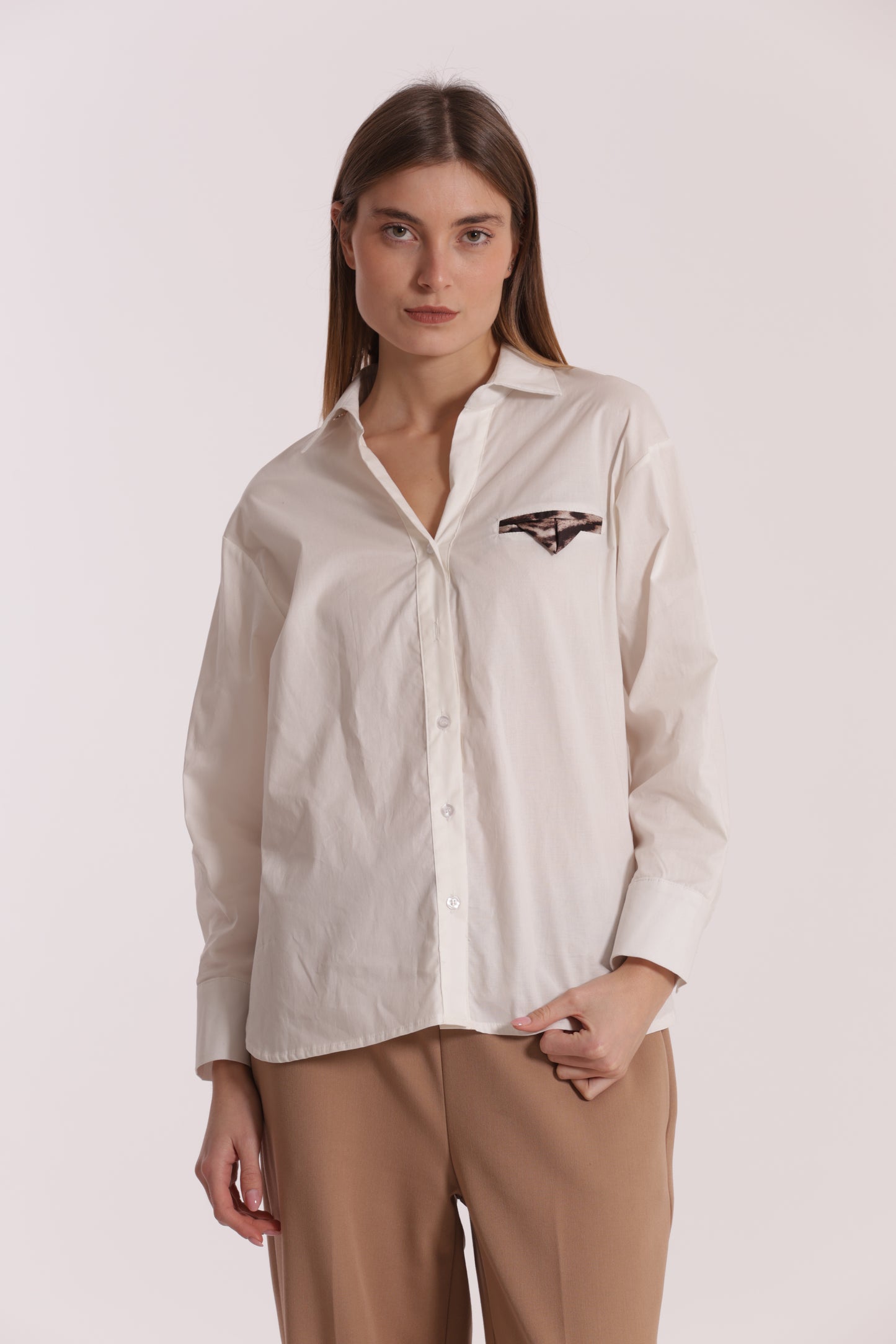 CAMICIA OVER DI COTONE CON DETTAGLIO ANIMALIER