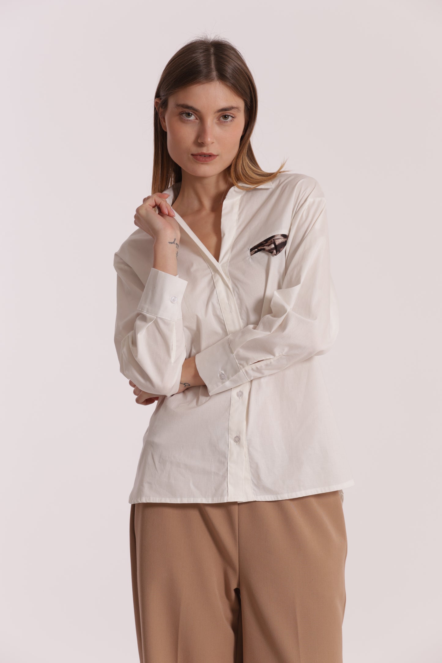CAMICIA OVER DI COTONE CON DETTAGLIO ANIMALIER