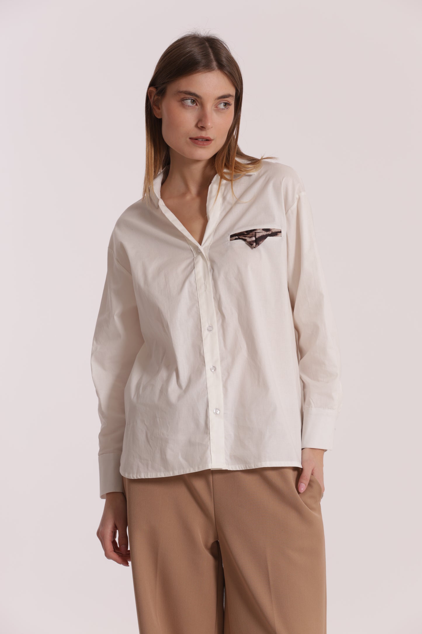 CAMICIA OVER DI COTONE CON DETTAGLIO ANIMALIER