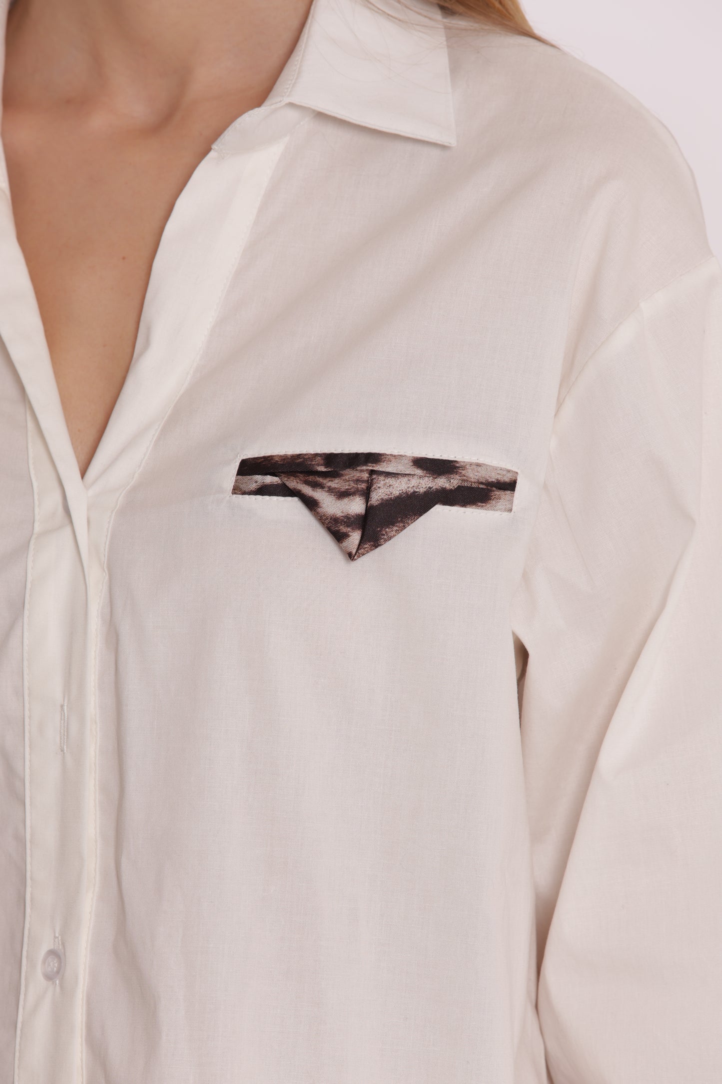CAMICIA OVER DI COTONE CON DETTAGLIO ANIMALIER