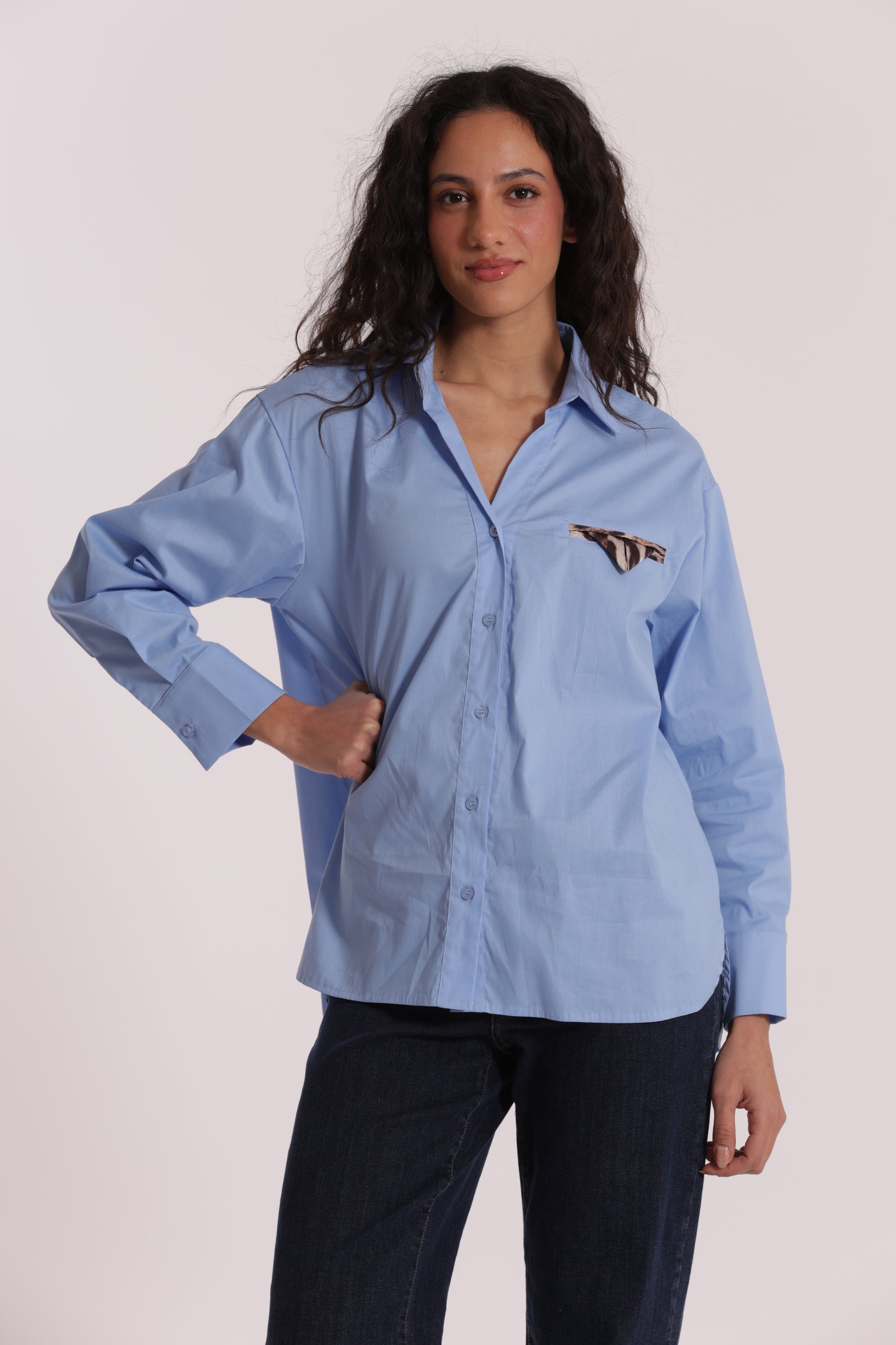 CAMICIA OVER DI COTONE CON DETTAGLIO ANIMALIER