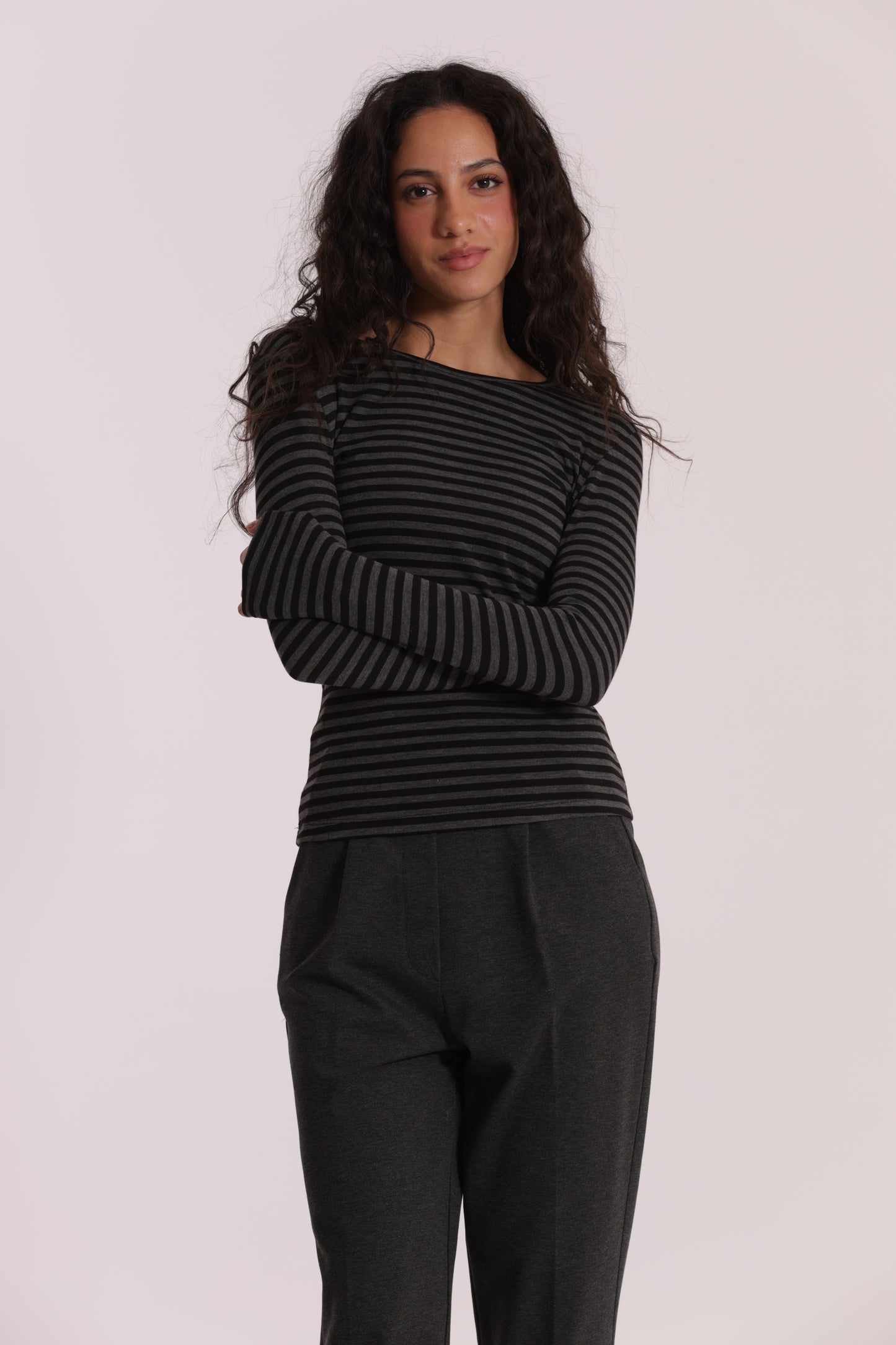 MAGLIA SCOLLO TONDO A RIGHE