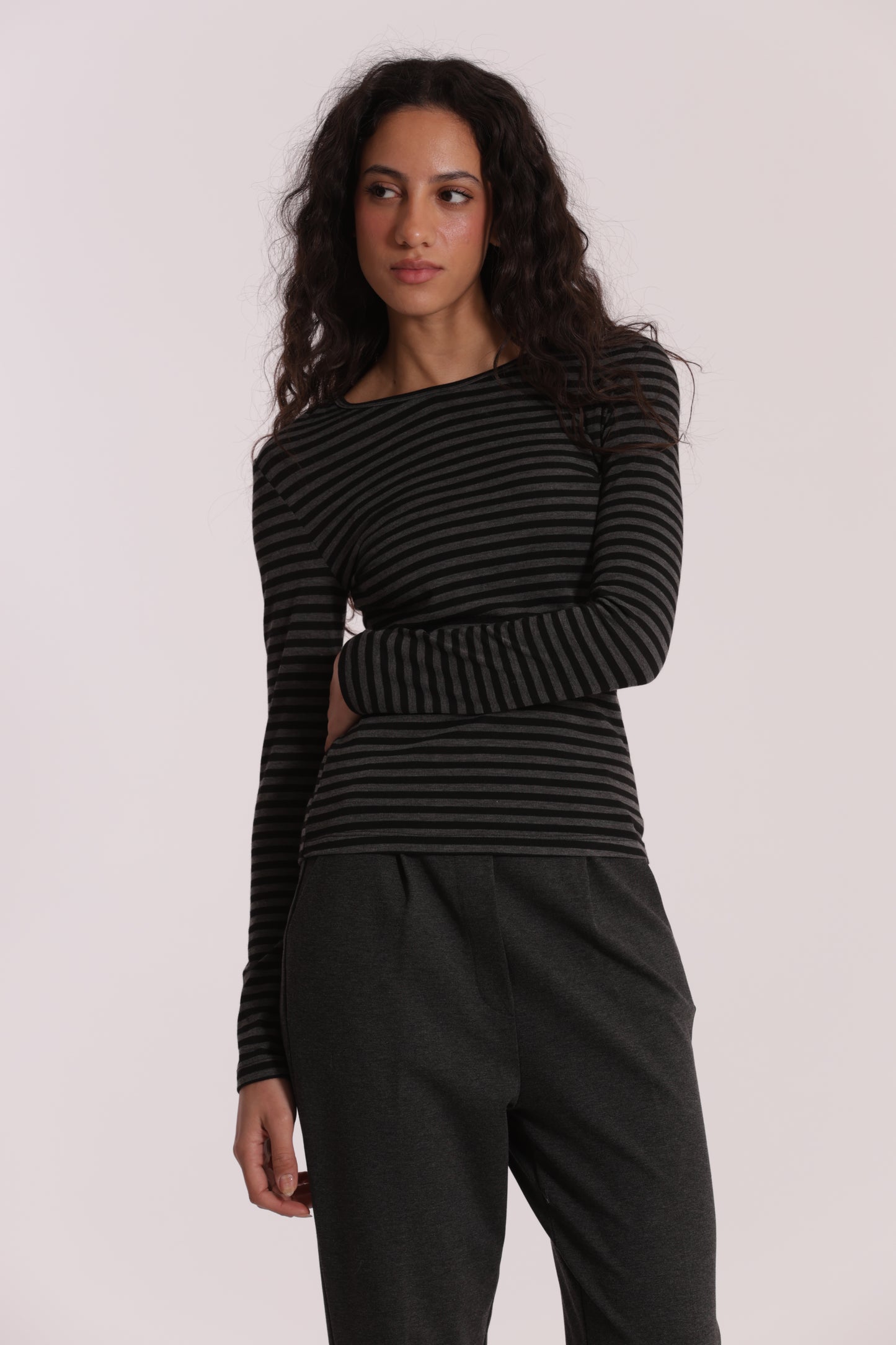 MAGLIA SCOLLO TONDO A RIGHE