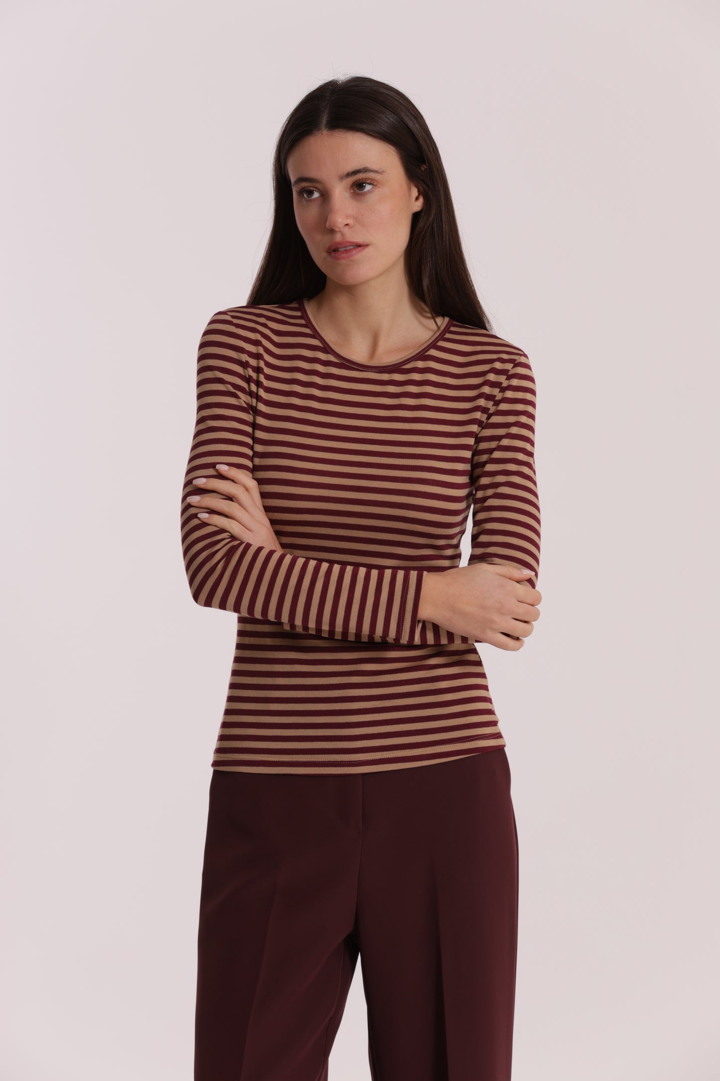 MAGLIA SCOLLO TONDO A RIGHE