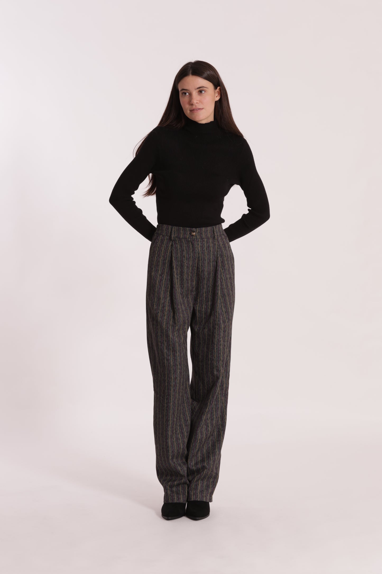 PANTALONE PALAZZO GESSATO EFFETTO JEANS