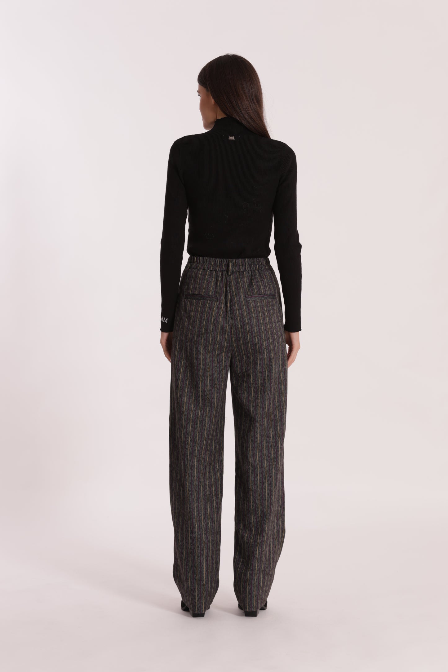 PANTALONE PALAZZO GESSATO EFFETTO JEANS