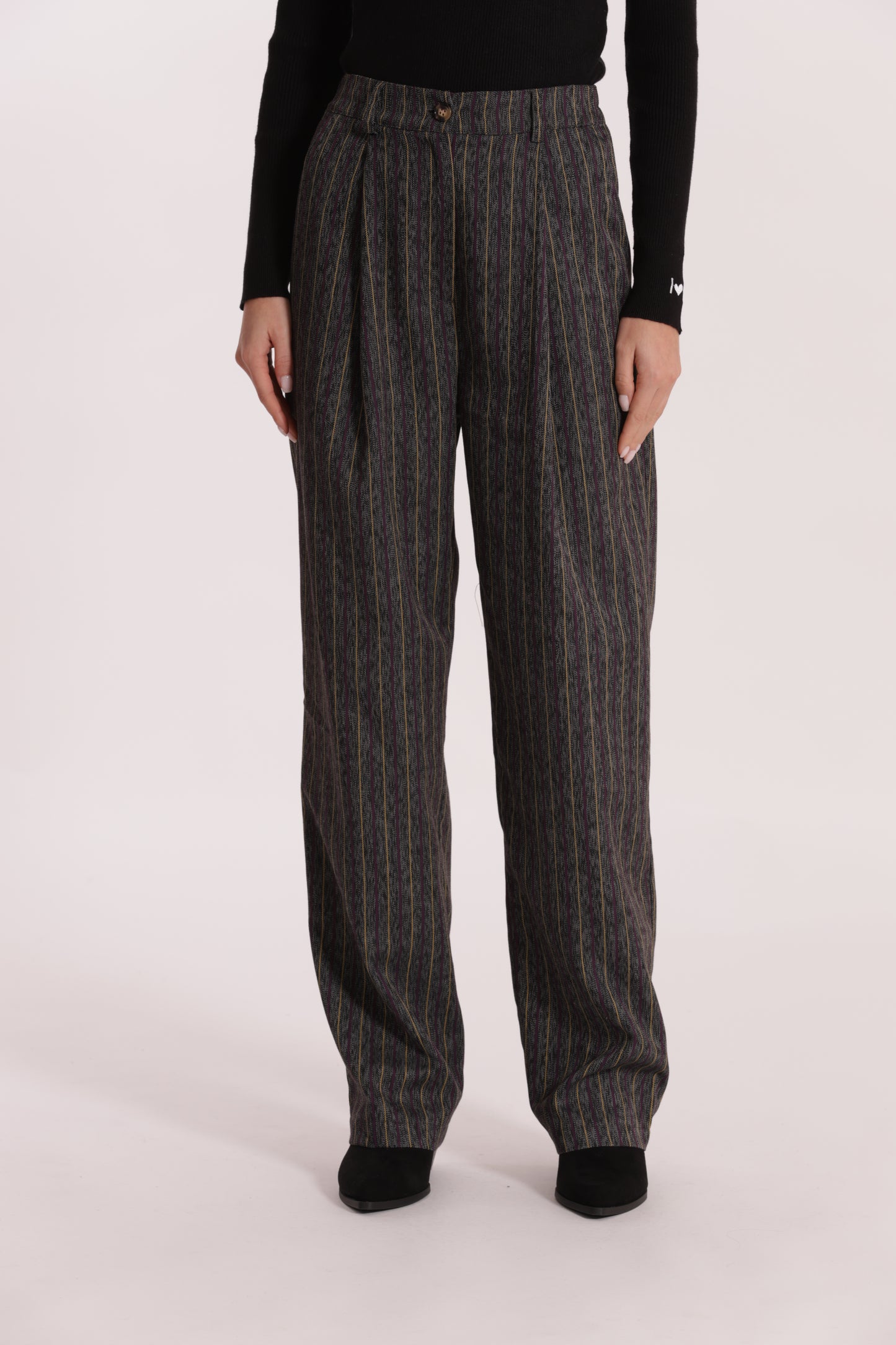 PANTALONE PALAZZO GESSATO EFFETTO JEANS