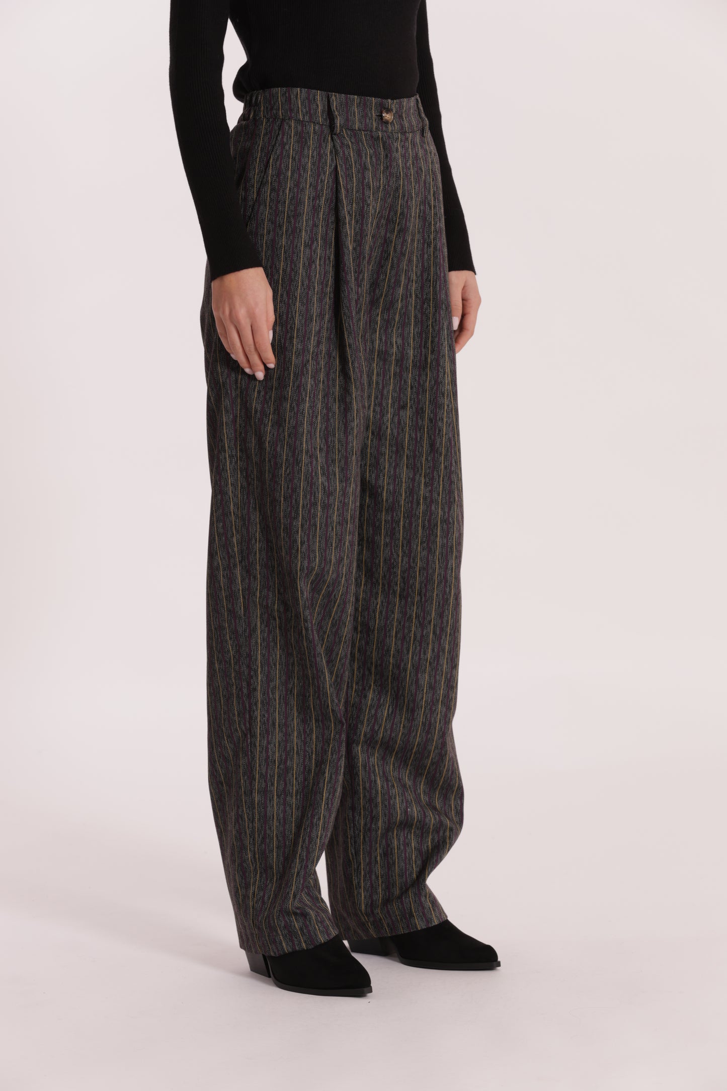 PANTALONE PALAZZO GESSATO EFFETTO JEANS