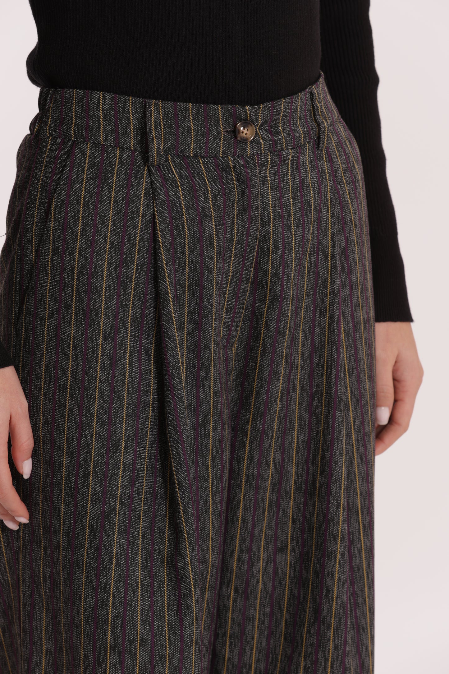PANTALONE PALAZZO GESSATO EFFETTO JEANS