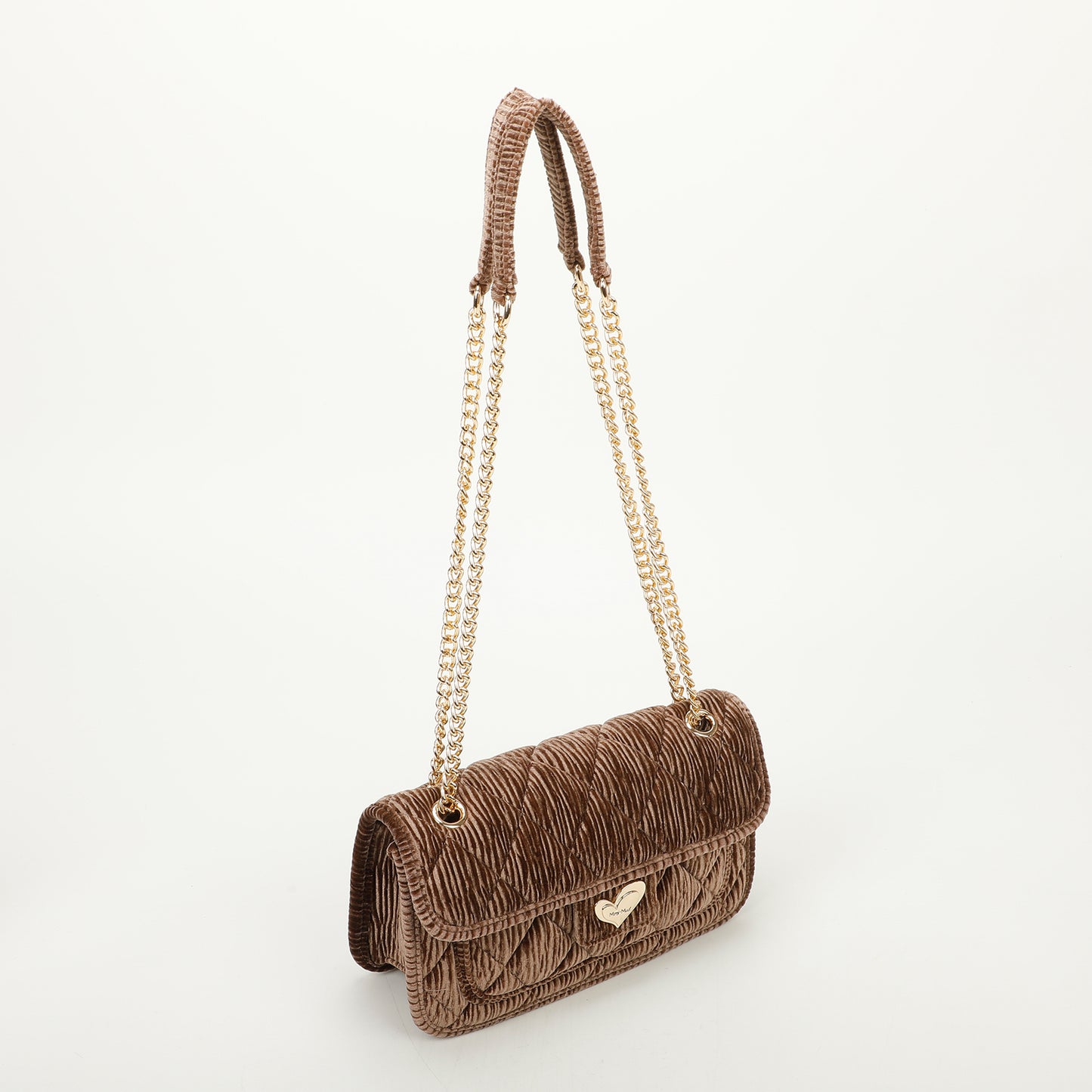 BORSA A SPALLA EFFETTO VELLUTO TRAPUNTATO