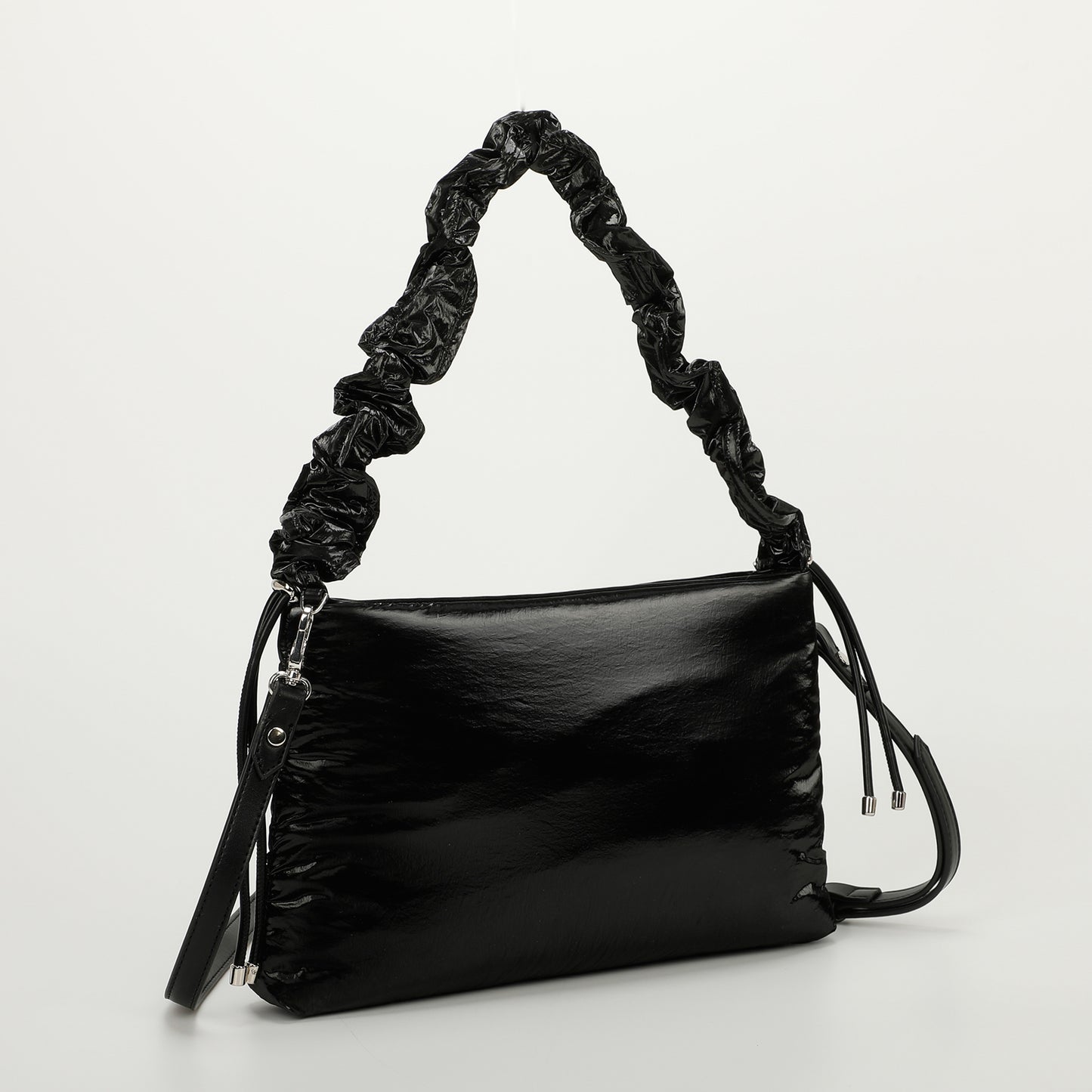 BORSA A TRACOLLA IN NYLON CON MANICO ARRICCIATO