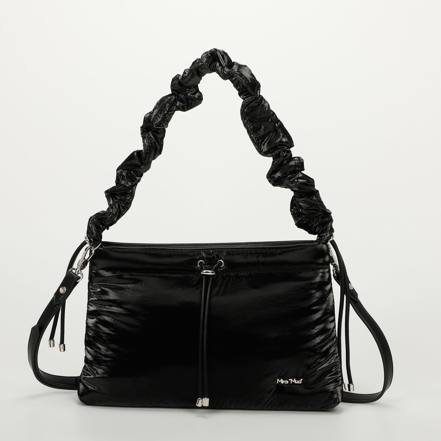 BORSA A TRACOLLA IN NYLON CON MANICO ARRICCIATO