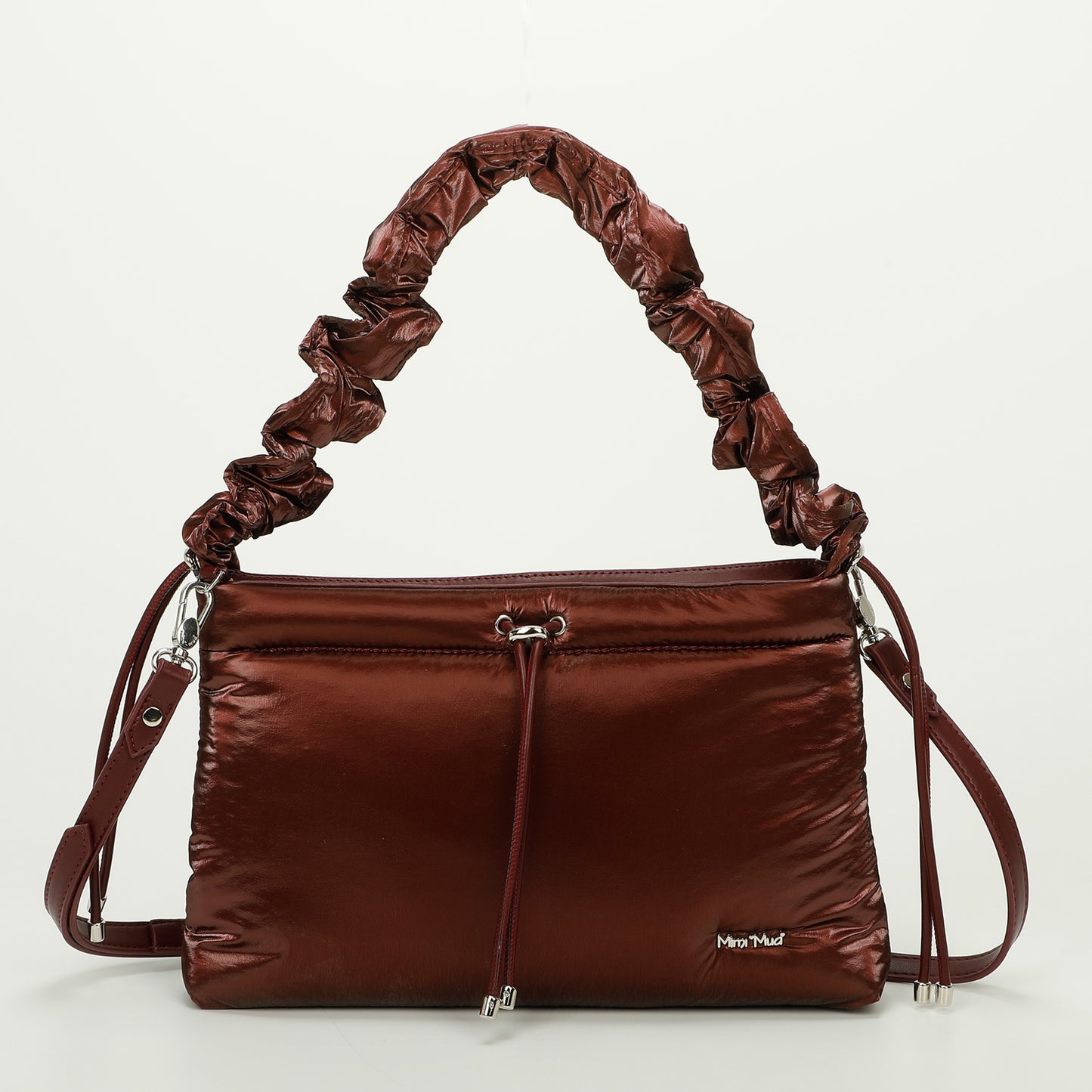 BORSA A TRACOLLA IN NYLON CON MANICO ARRICCIATO