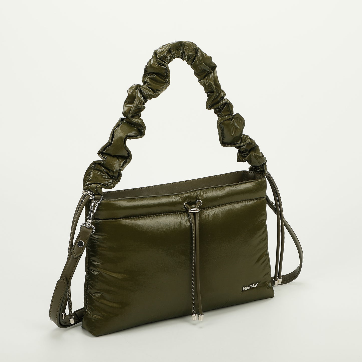 BORSA A TRACOLLA IN NYLON CON MANICO ARRICCIATO