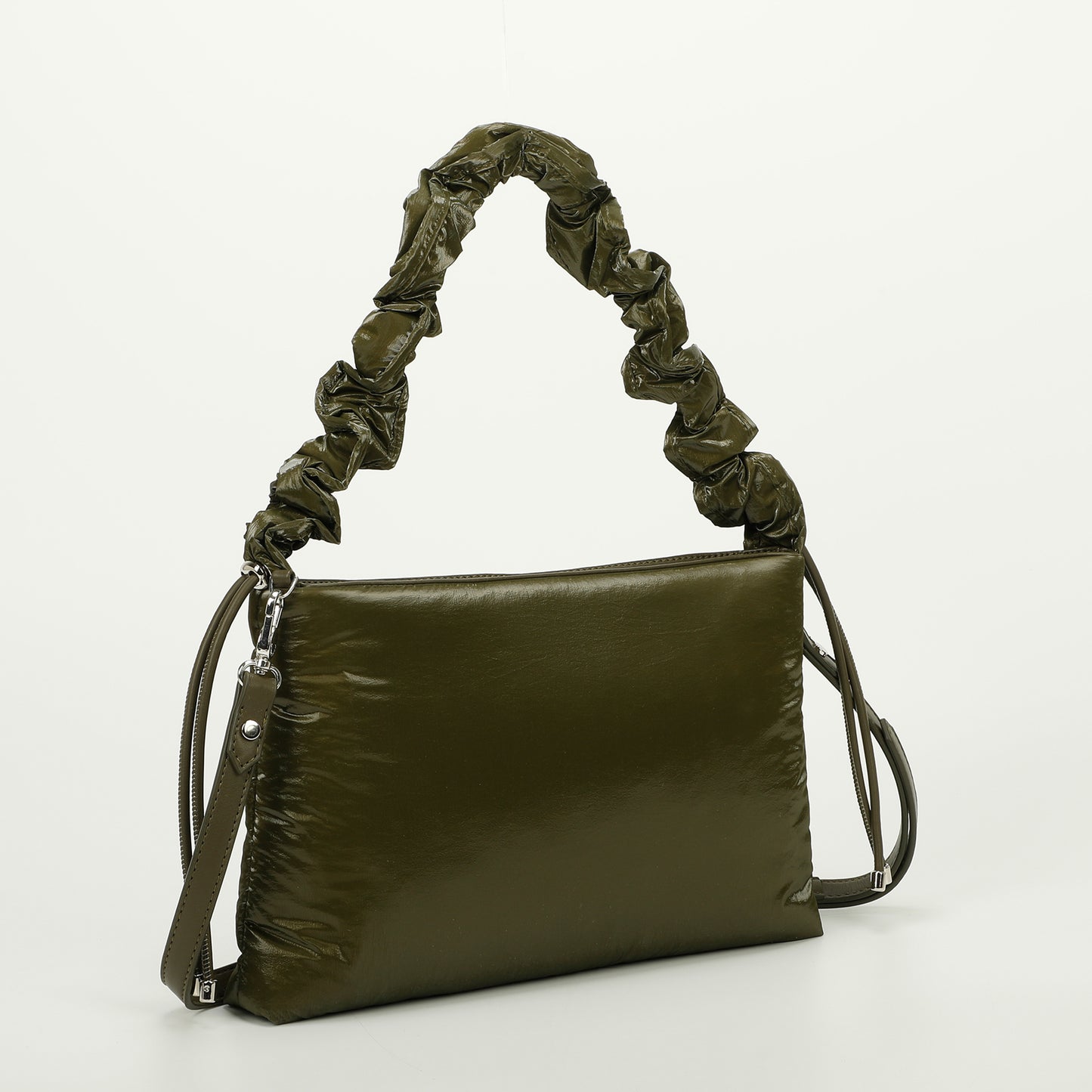 BORSA A TRACOLLA IN NYLON CON MANICO ARRICCIATO