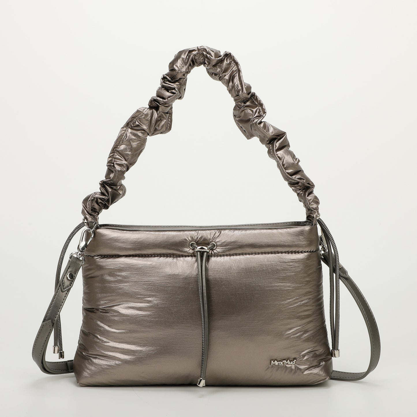 BORSA A TRACOLLA IN NYLON CON MANICO ARRICCIATO