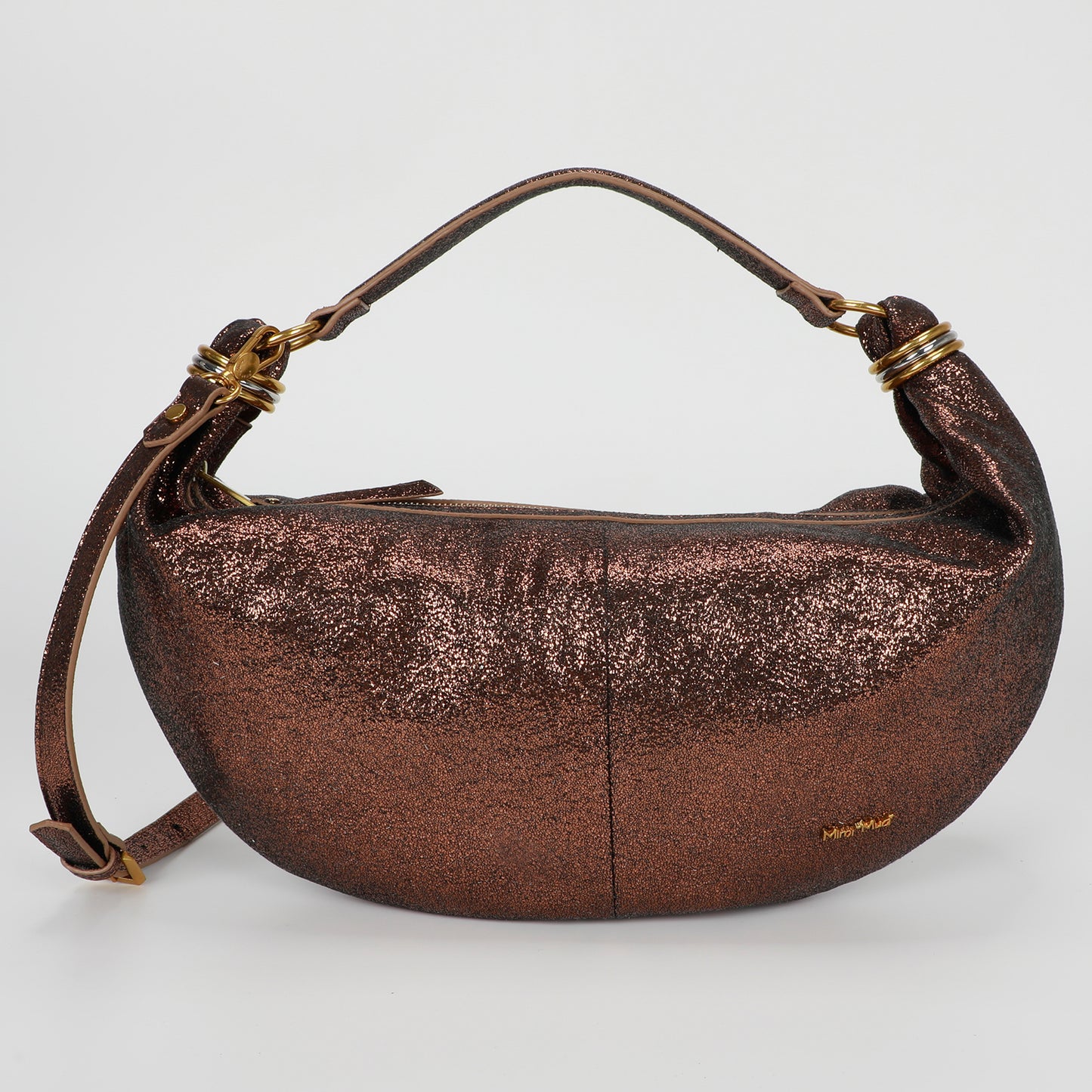 BORSA A SPALLA PICCOLA CON ANELLI AI MANICI